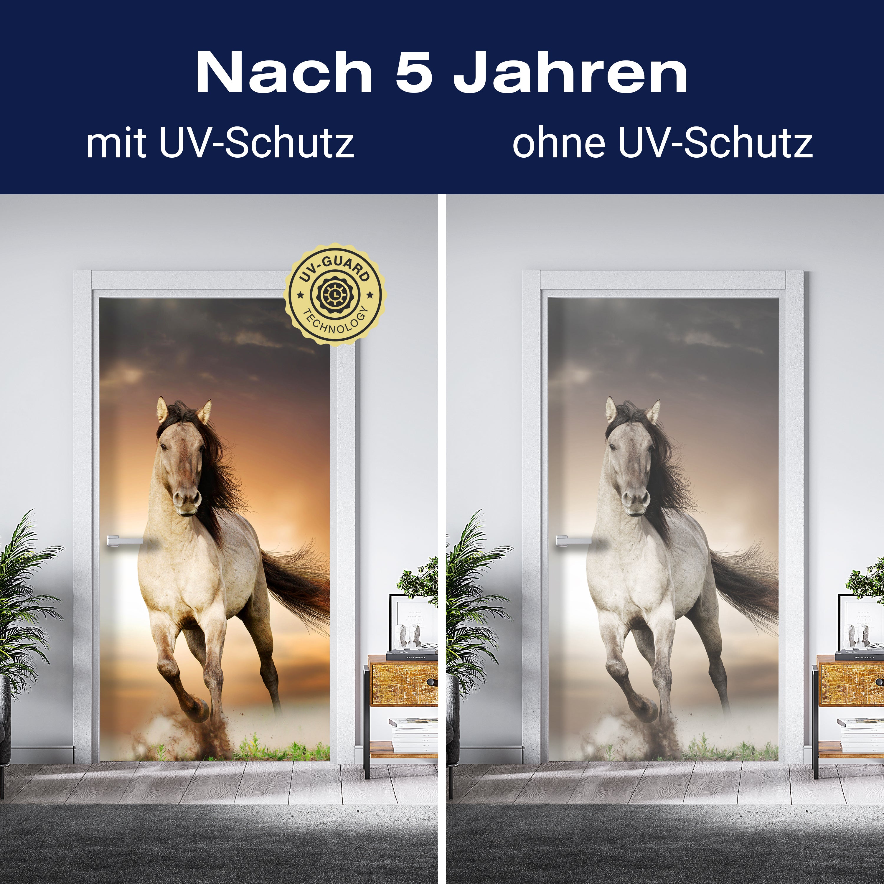 Türtapete Pferd rennt über Wiese, Schimmel, Weiß M1158 - Bild 4 Türtapete Pferd rennt über Wiese, Schimmel, Weiß M1158 - Bild 4