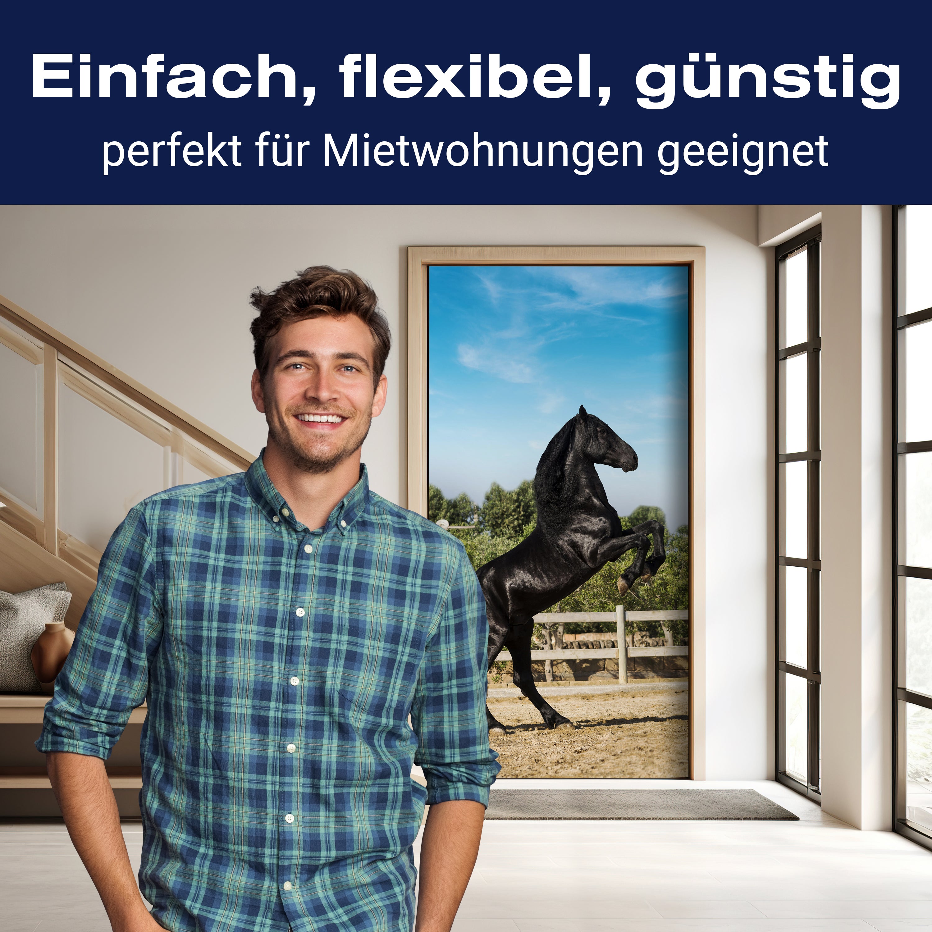 Türtapete Schwarzer Pferd steht auf Hinterbeinen M1167 - Bild 3 Türtapete Schwarzer Pferd steht auf Hinterbeinen M1167 - Bild 3