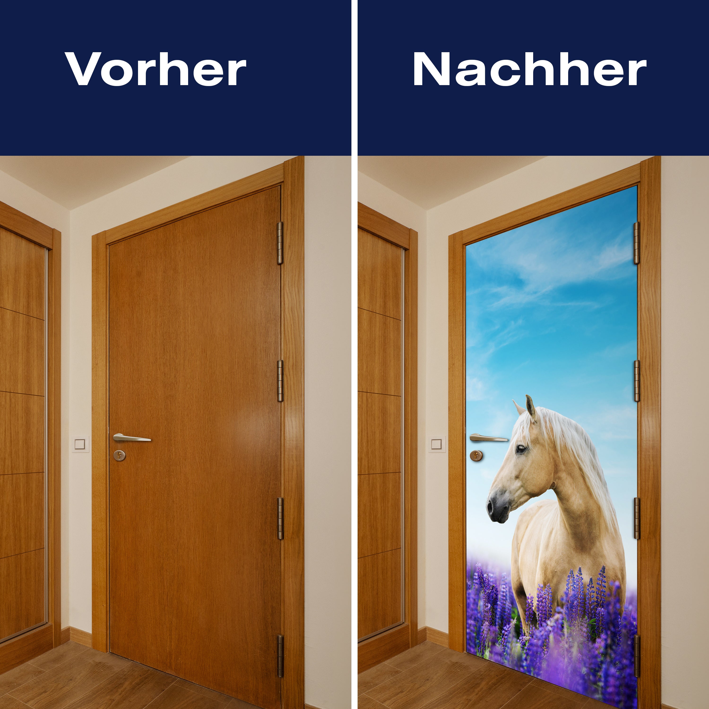 Türtapete Pferd in Lupinen Feld, Himmel, Lila M1170 - Bild 10 Türtapete Pferd in Lupinen Feld, Himmel, Lila M1170 - Bild 10