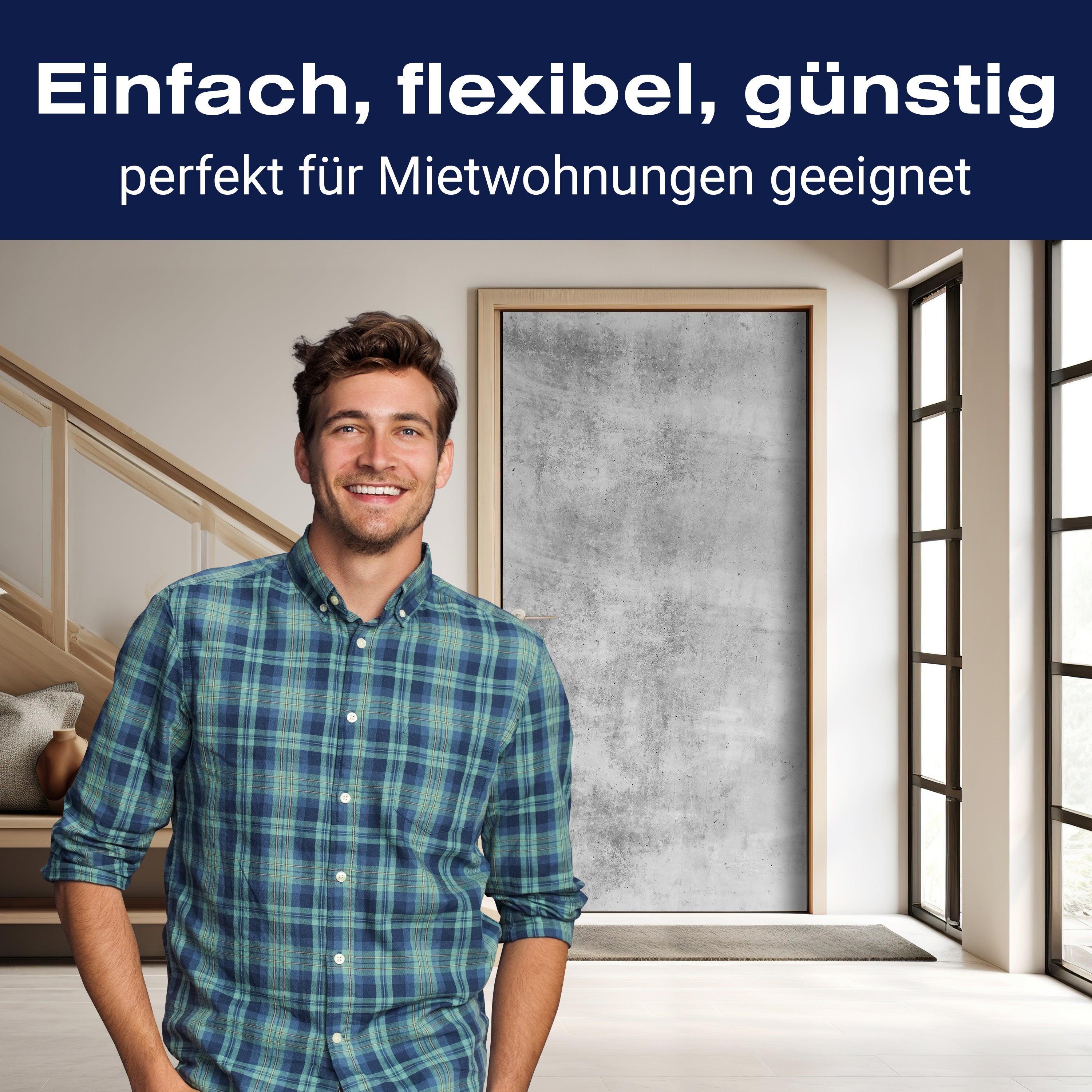 Türtapete helle Betonwand, Weiß, Grau M1179 - Bild 3 Türtapete helle Betonwand, Weiß, Grau M1179 - Bild 3