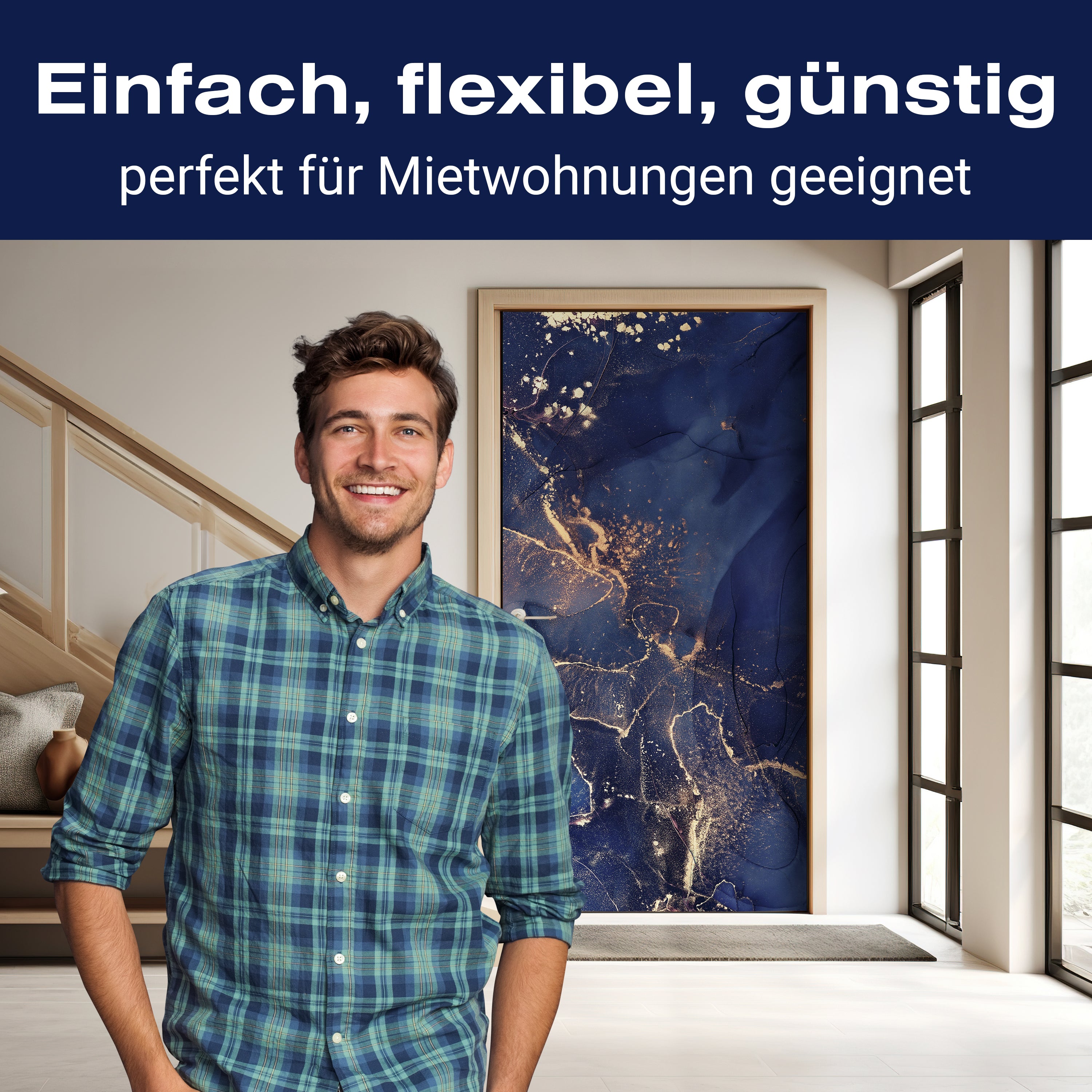 Türtapete blauer Marmor mit Gold, Blau M1180 - Bild 3 Türtapete blauer Marmor mit Gold, Blau M1180 - Bild 3