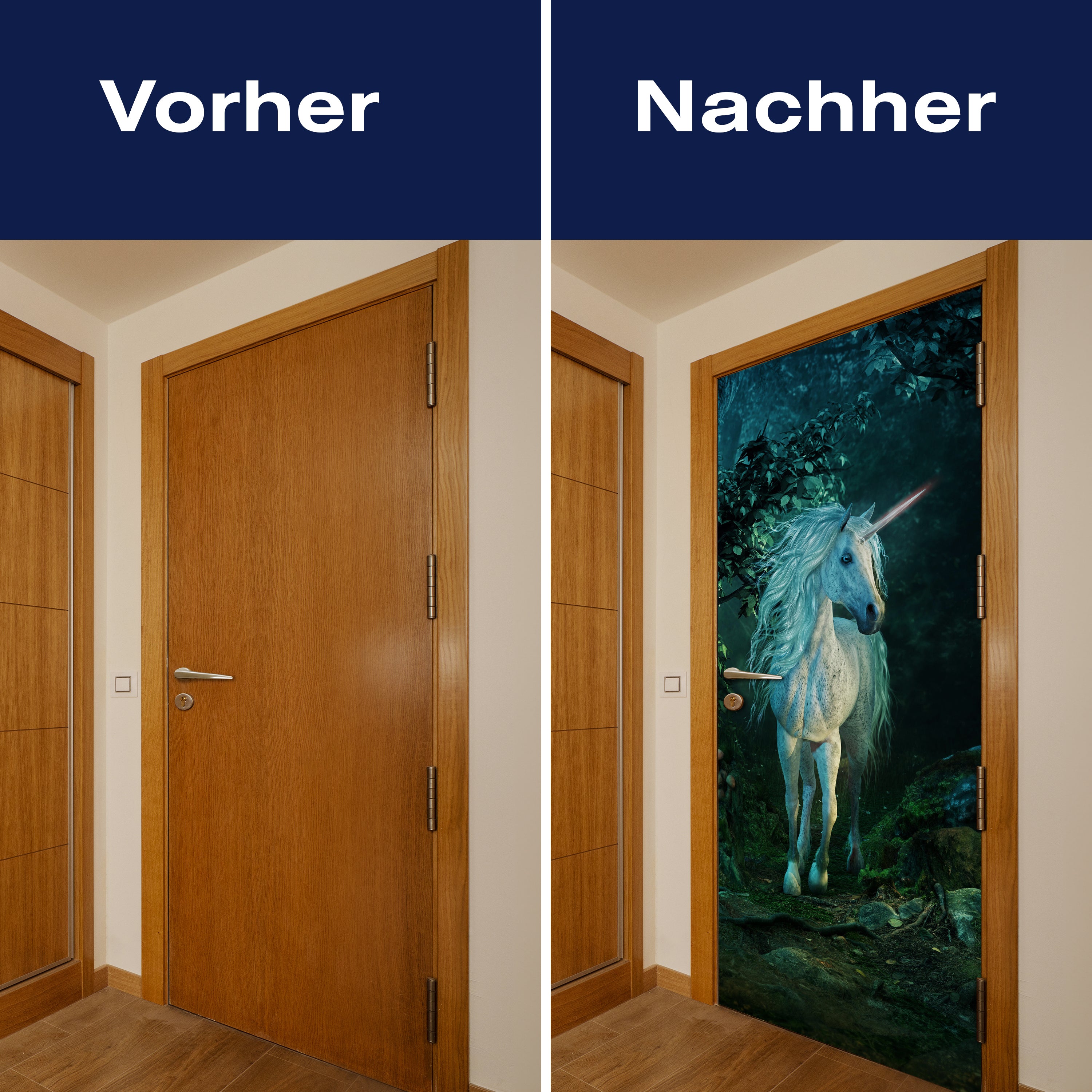 Türtapete Weißes Einhorn im Zauberwald, Fantasy M1185 - Bild 10 Türtapete Weißes Einhorn im Zauberwald, Fantasy M1185 - Bild 10