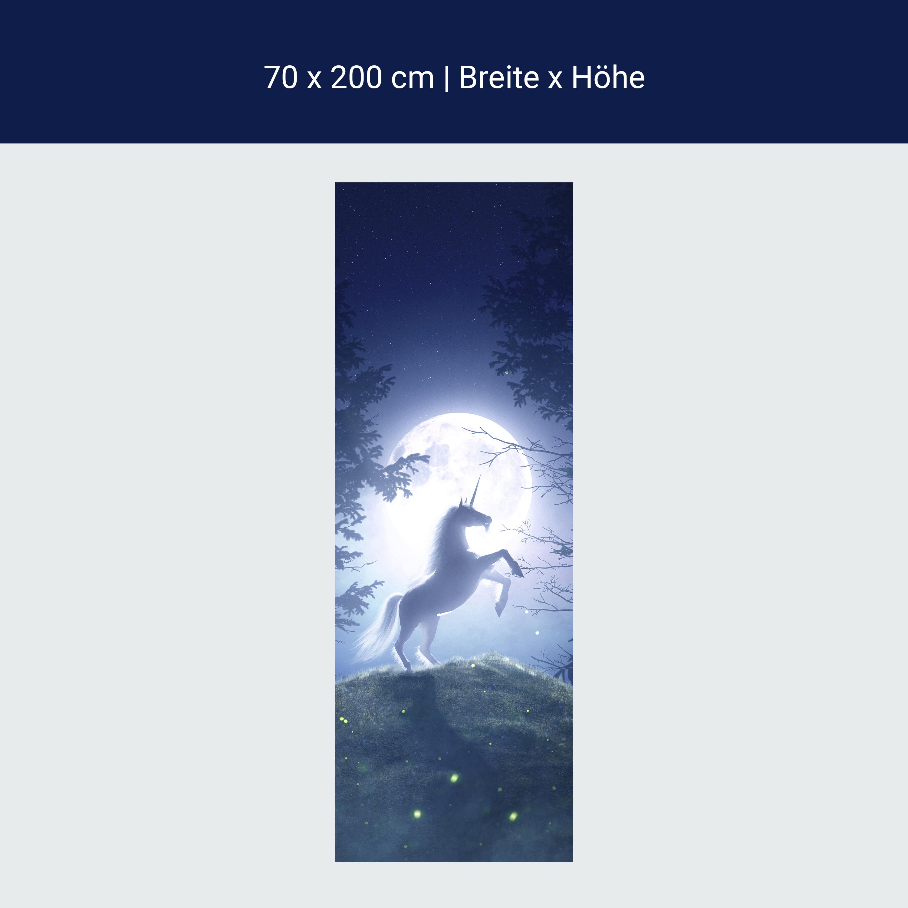 Türtapete Einhorn im Mondschein, Wald, Nacht M1188 Türtapete Einhorn im Mondschein, Wald, Nacht M1188