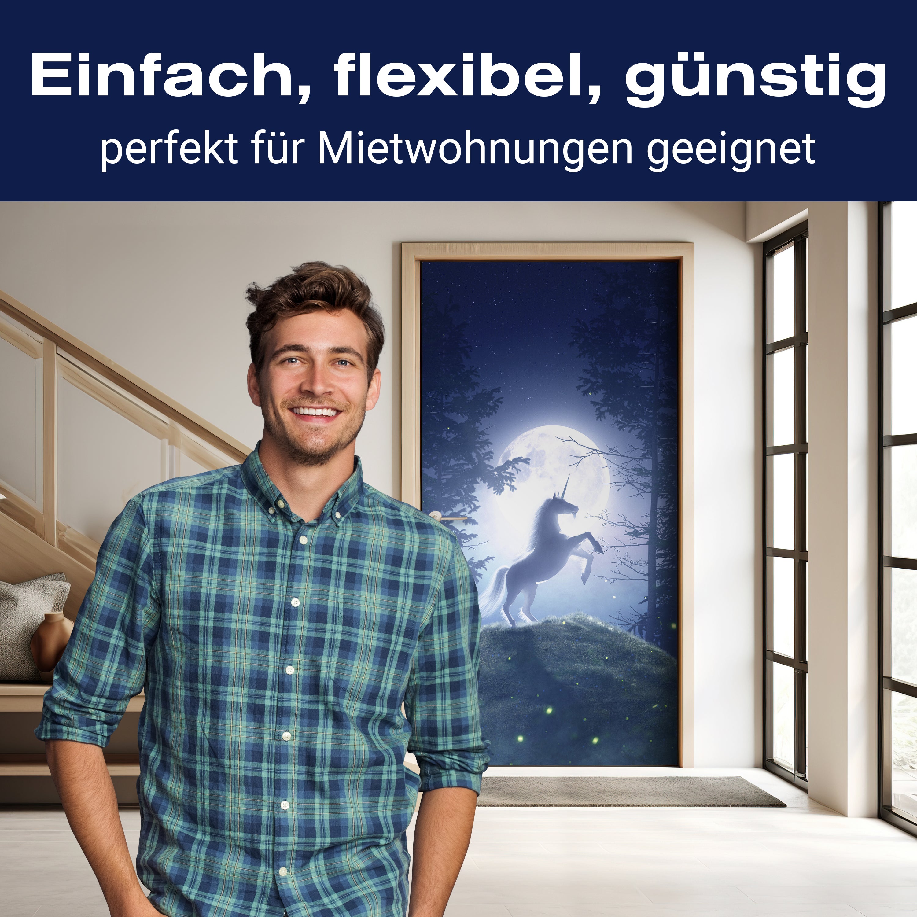 Türtapete Einhorn im Mondschein, Wald, Nacht M1188 - Bild 3 Türtapete Einhorn im Mondschein, Wald, Nacht M1188 - Bild 3