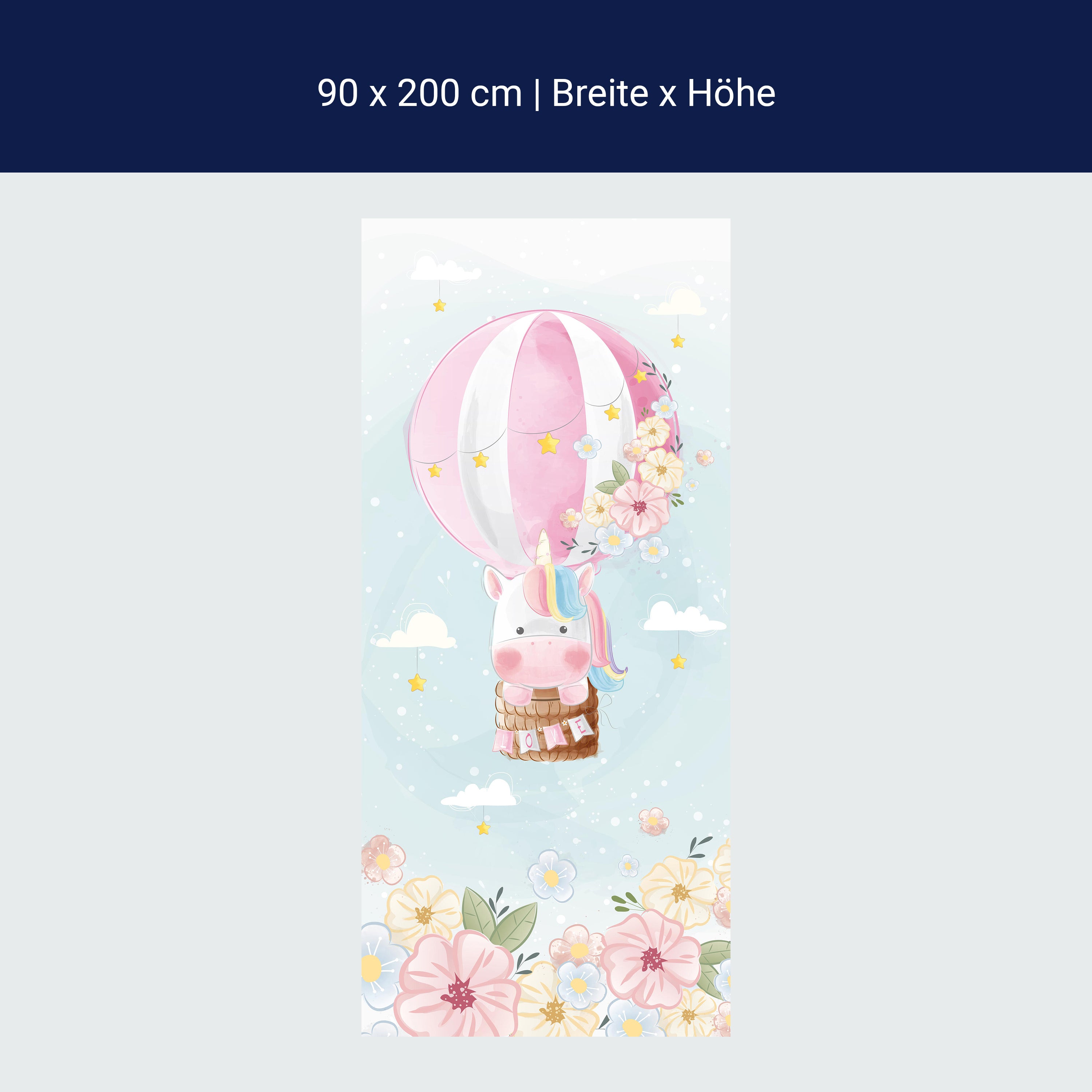 Türtapete Regenbogen Einhorn, Aquarell, Luftballon M1191 Türtapete Regenbogen Einhorn, Aquarell, Luftballon M1191