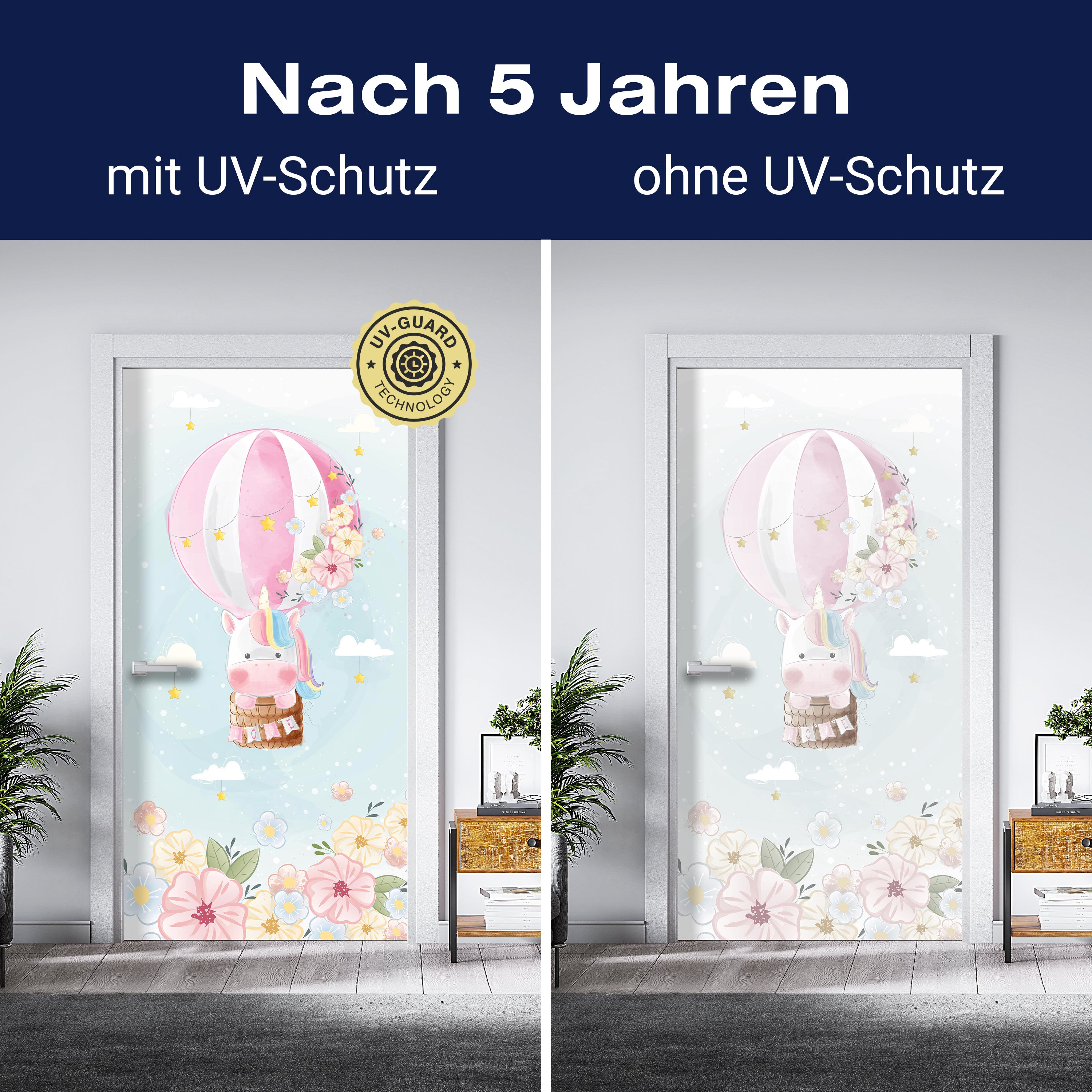 Türtapete Regenbogen Einhorn, Aquarell, Luftballon M1191 - Bild 4 Türtapete Regenbogen Einhorn, Aquarell, Luftballon M1191 - Bild 4