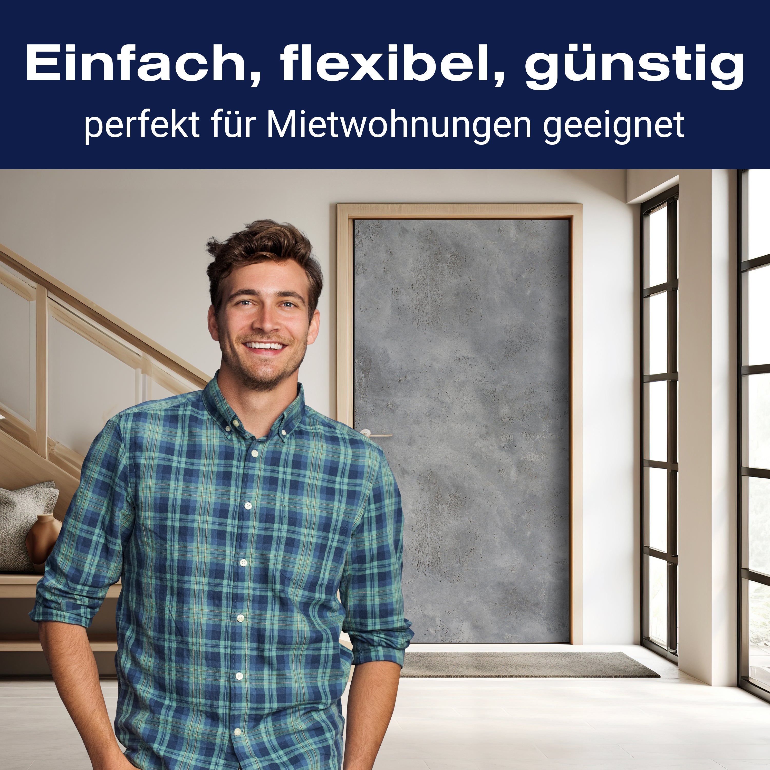 Türtapete graue Betonwand, Putz, Grunge, Mauer M1193 - Bild 3 Türtapete graue Betonwand, Putz, Grunge, Mauer M1193 - Bild 3