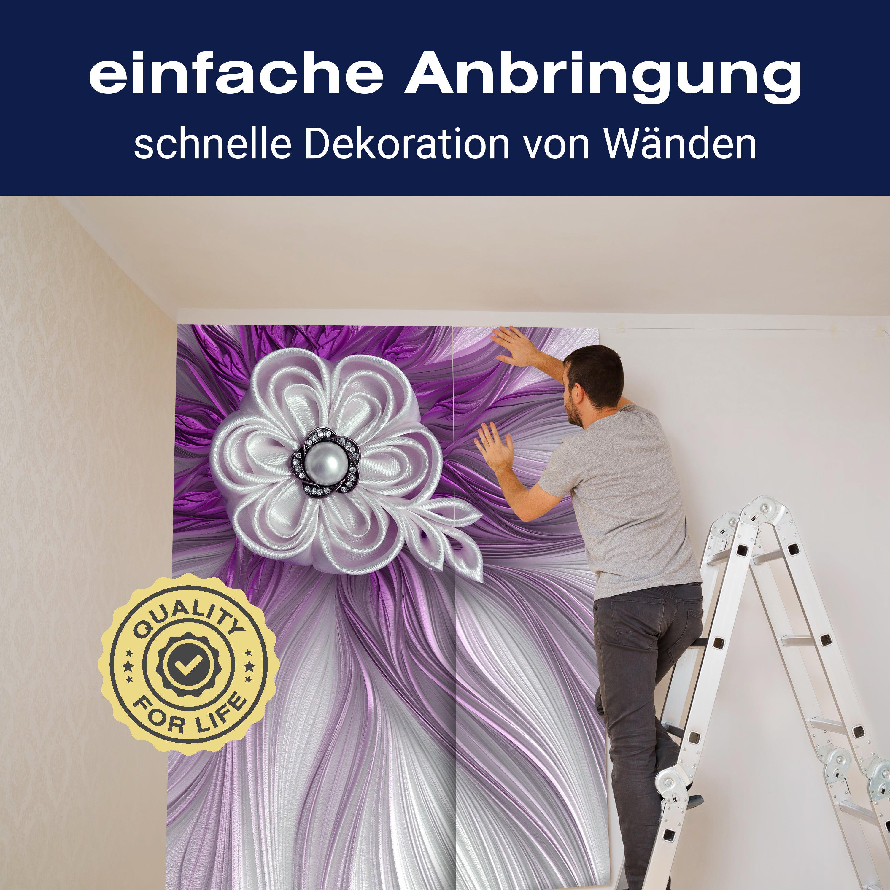 Fototapete Perlen violett Blume M1196 - Bild 3 Fototapete Perlen violett Blume M1196 - Bild 3