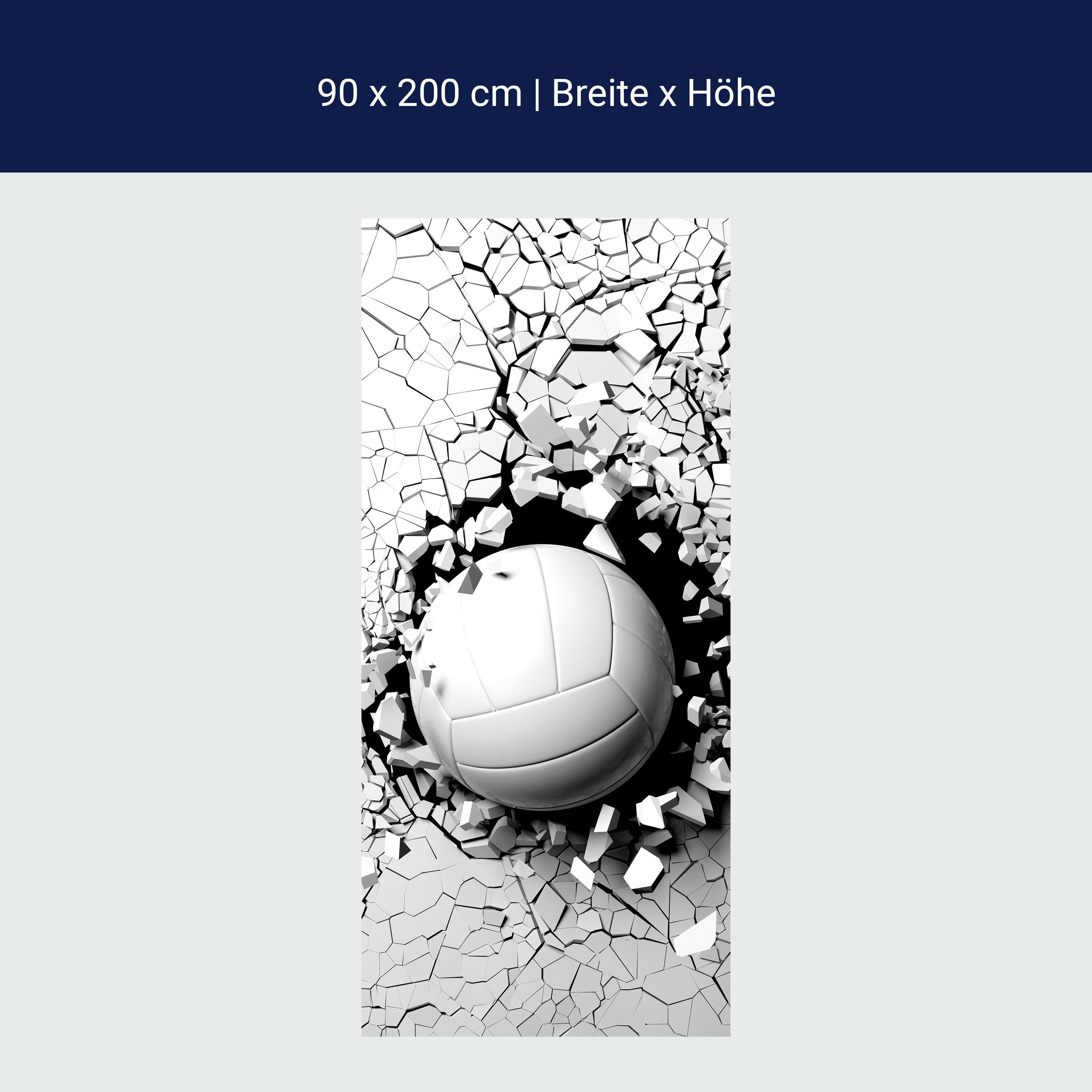 Türtapete Volleyball durch Wand, 3D Motiv, Sport M1199 Türtapete Volleyball durch Wand, 3D Motiv, Sport M1199