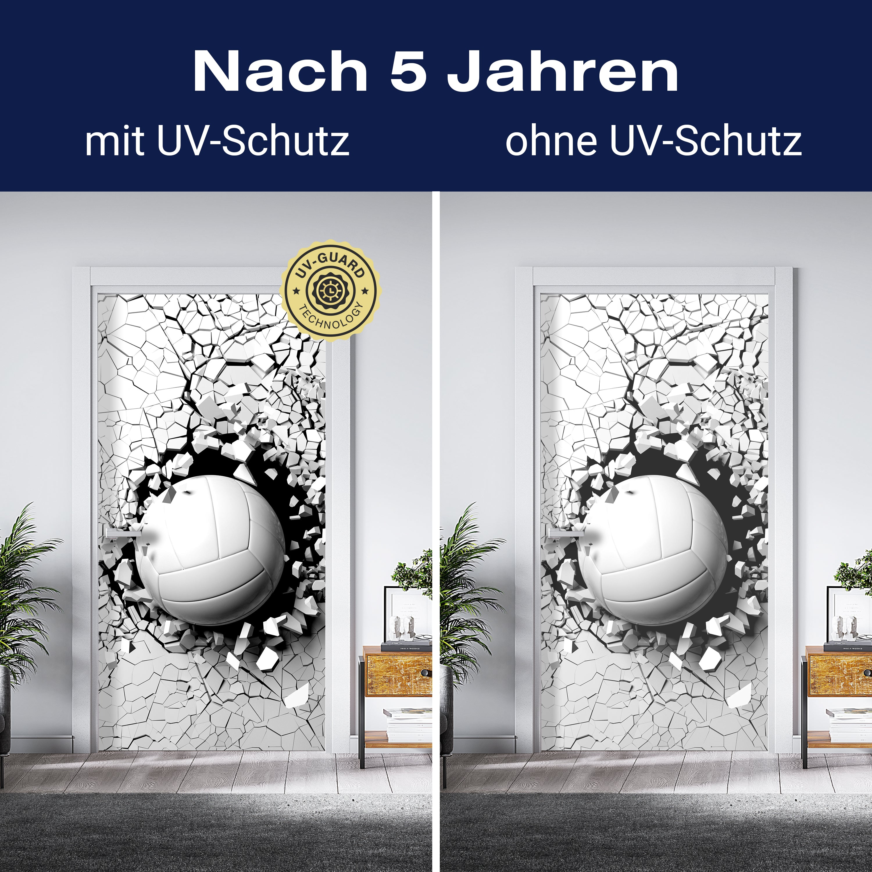 Türtapete Volleyball durch Wand, 3D Motiv, Sport M1199 - Bild 4 Türtapete Volleyball durch Wand, 3D Motiv, Sport M1199 - Bild 4