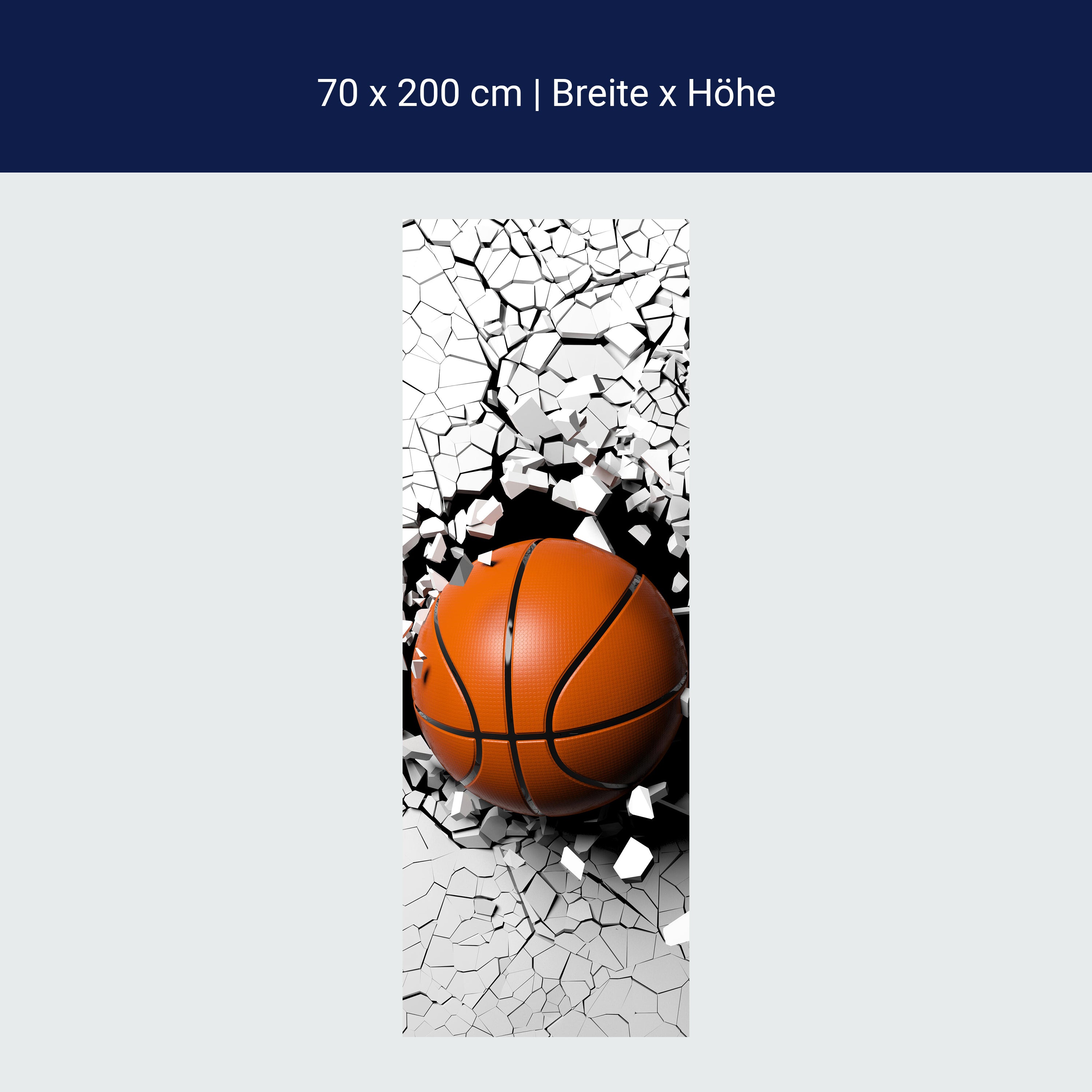 Türtapete Basketball durch Wand, 3D, Sport, Ball M1201 Türtapete Basketball durch Wand, 3D, Sport, Ball M1201