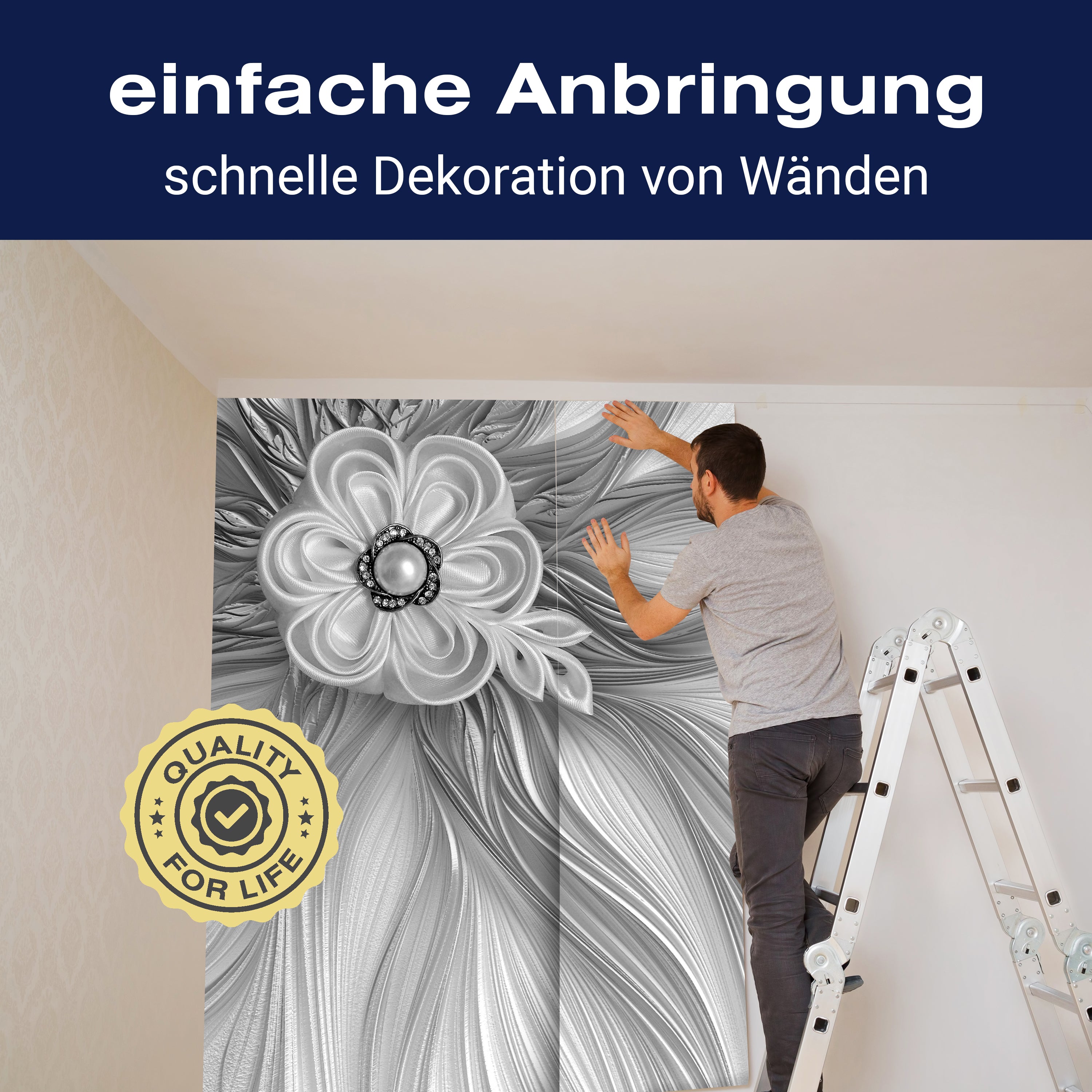 Fototapete Perlen grau Blume M1202 - Bild 3 Fototapete Perlen grau Blume M1202 - Bild 3