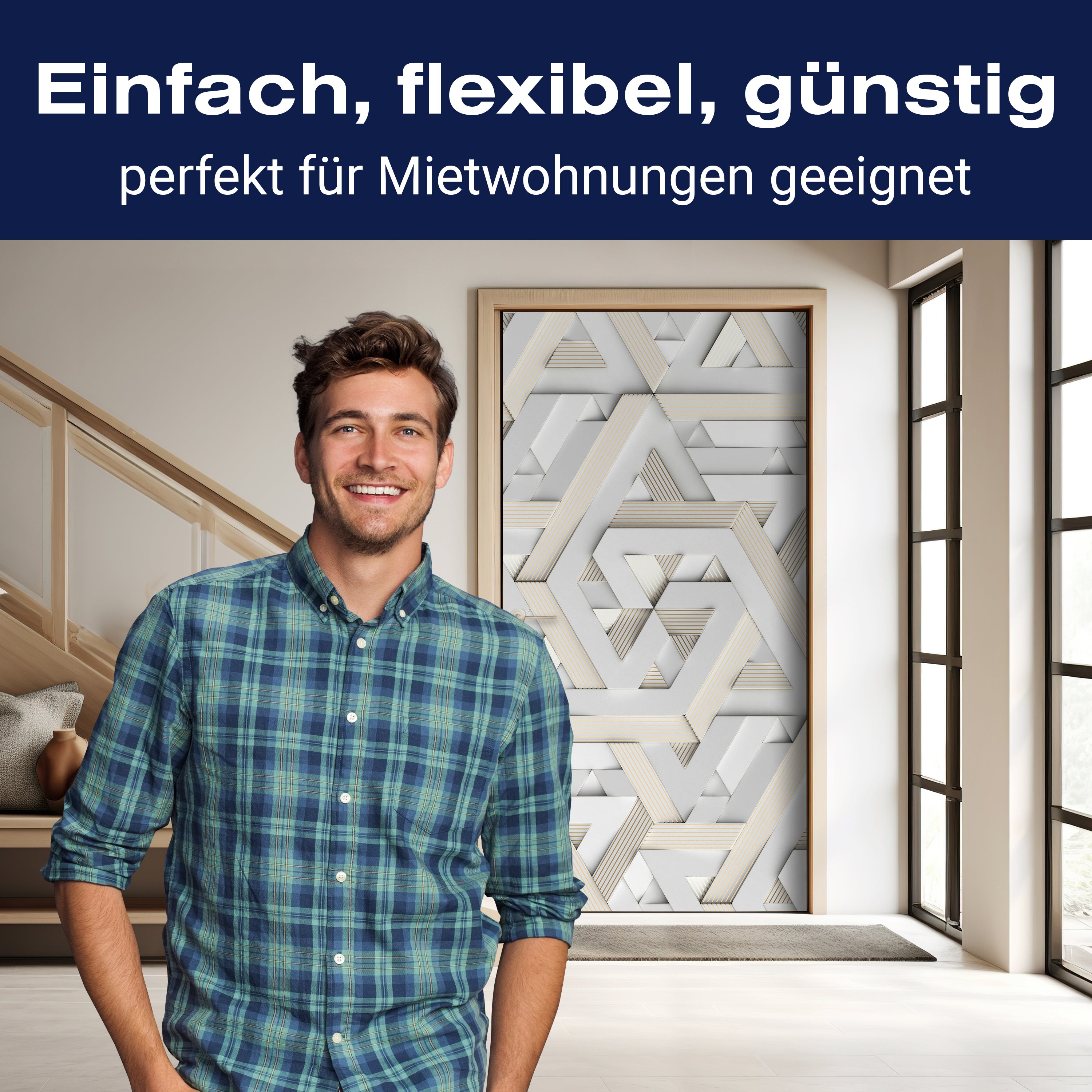 Türtapete Abstraktes Muster, Dreieck, Formen M1204 - Bild 3 Türtapete Abstraktes Muster, Dreieck, Formen M1204 - Bild 3