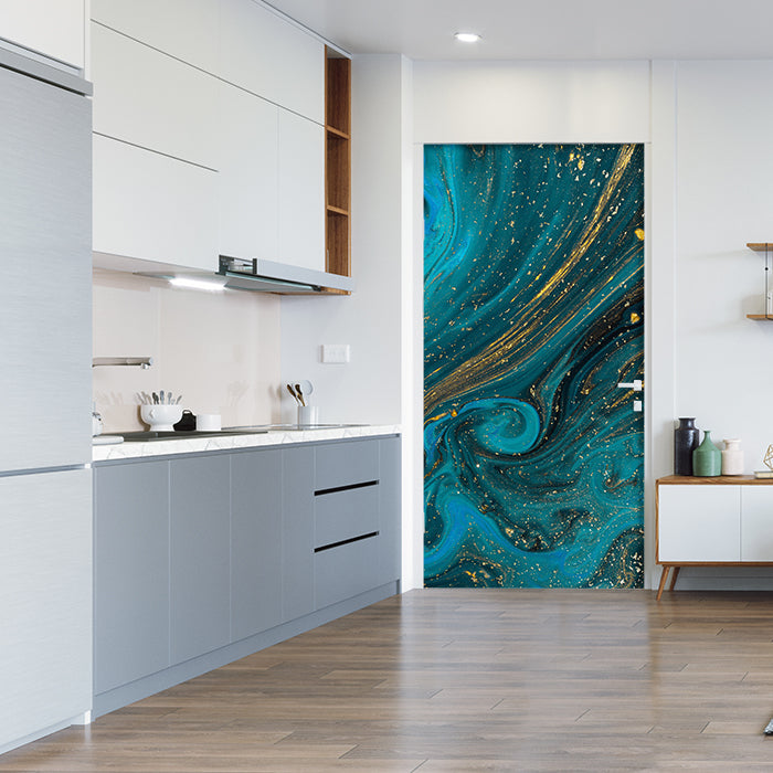 Türtapete Epoxidharz Blau Gold, Marmor, Effekt M1213 - Bild 1 Türtapete Epoxidharz Blau Gold, Marmor, Effekt M1213 - Bild 1