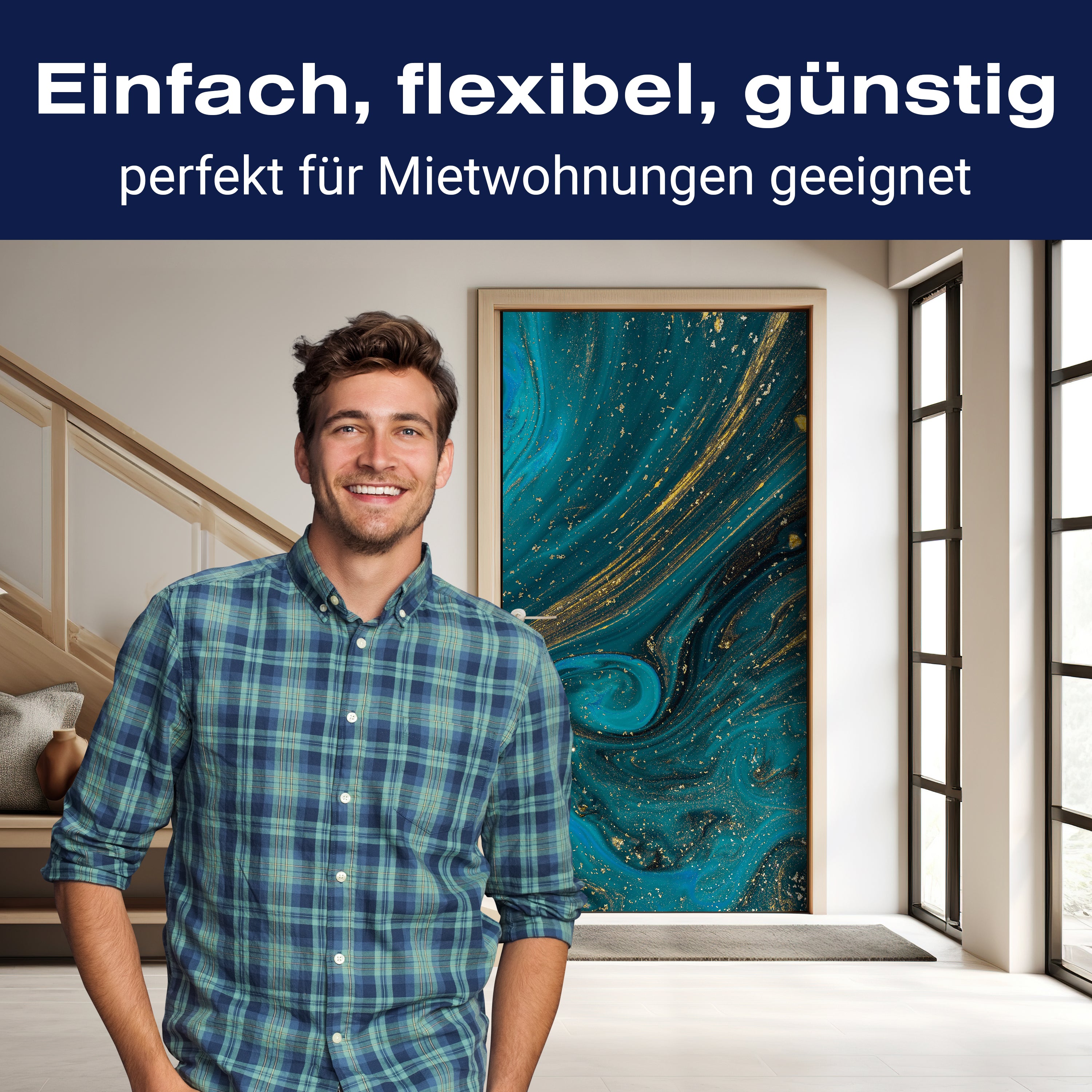 Türtapete Epoxidharz Blau Gold, Marmor, Effekt M1213 - Bild 3 Türtapete Epoxidharz Blau Gold, Marmor, Effekt M1213 - Bild 3