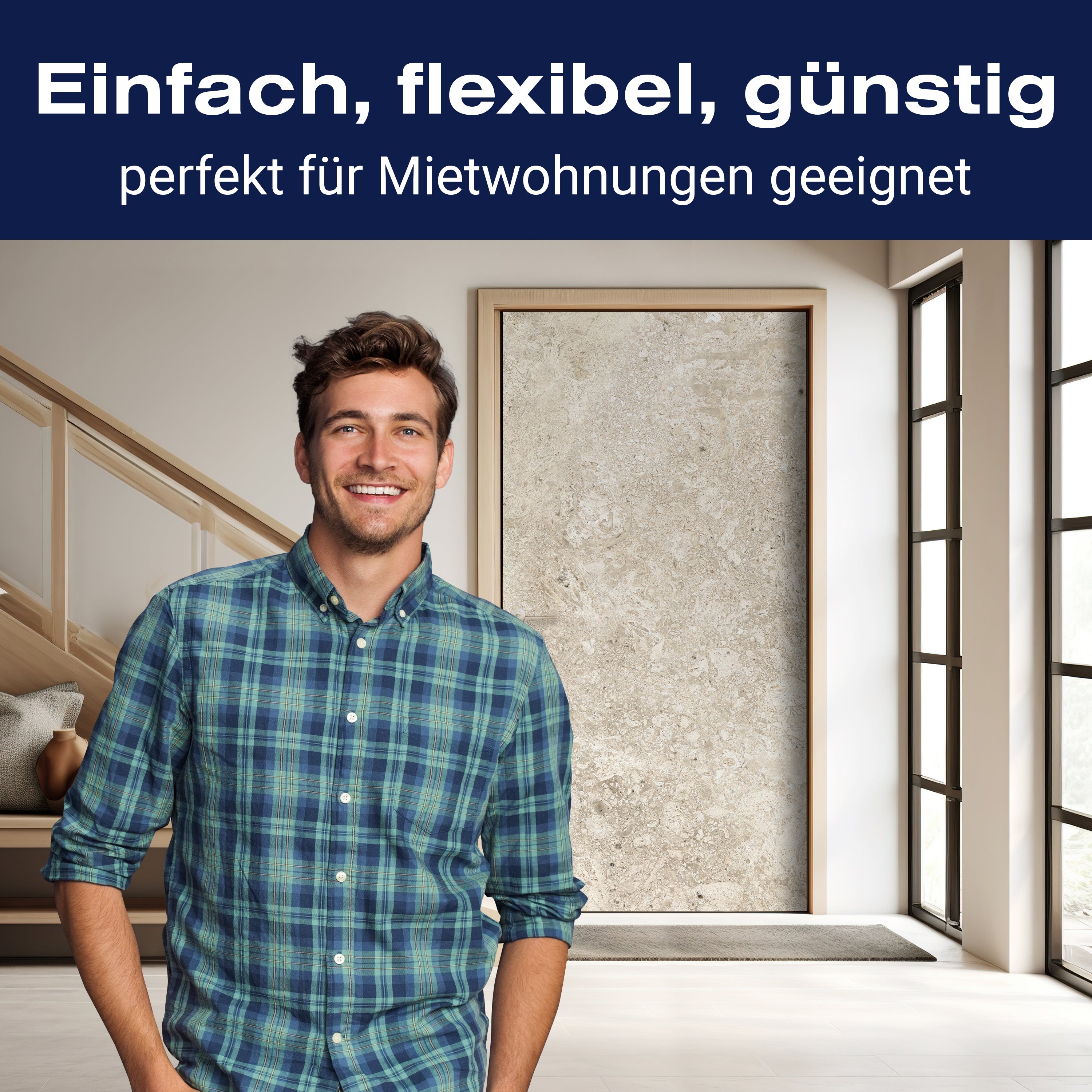 Türtapete heller Steinboden, Naturstein, Weiß M1214 - Bild 3 Türtapete heller Steinboden, Naturstein, Weiß M1214 - Bild 3