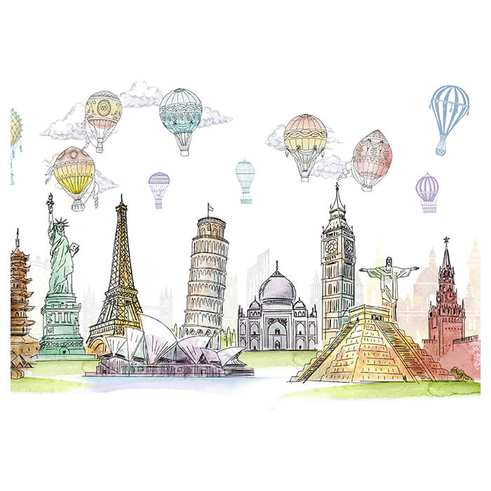 Fototapete Kinderzimmer Welt Ballons M1219 - Bild 2 Fototapete Kinderzimmer Welt Ballons M1219 - Bild 2