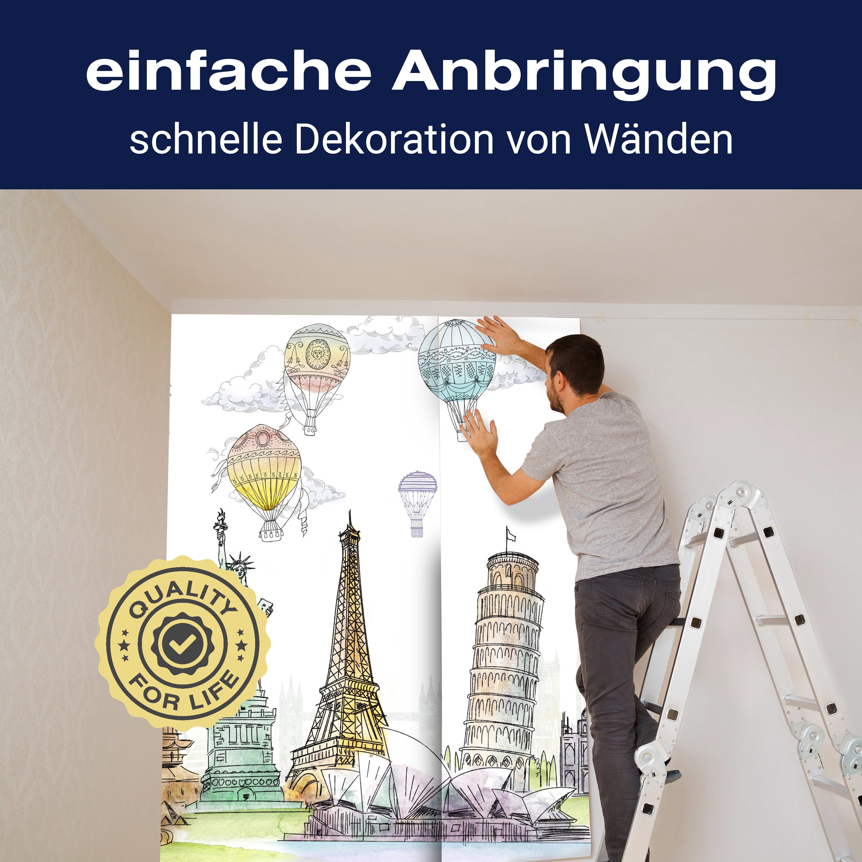 Fototapete Kinderzimmer Welt Ballons M1219 - Bild 3 Fototapete Kinderzimmer Welt Ballons M1219 - Bild 3