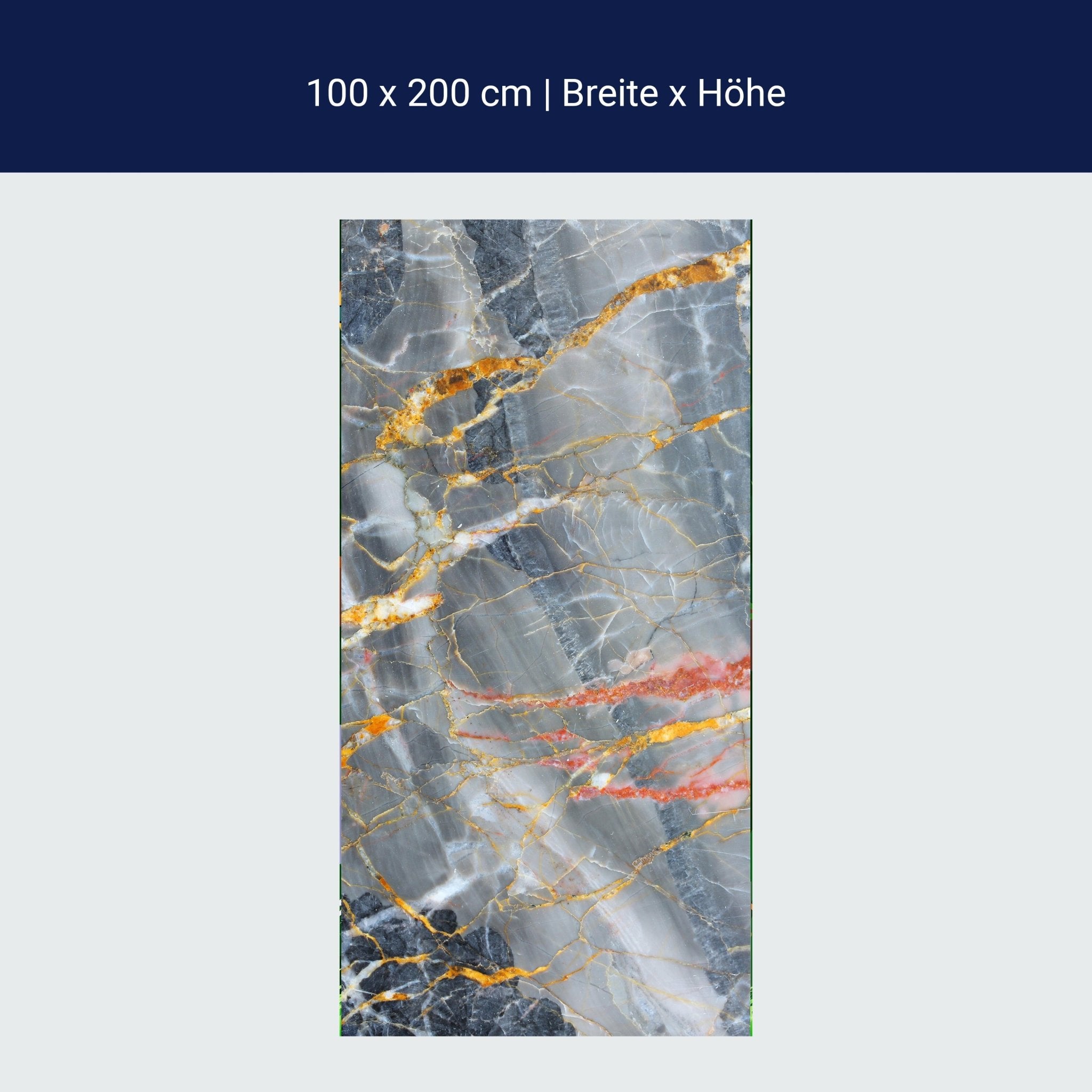 Türtapete grauer Marmor, Gold, Rot, Risse, Stein M1228 Türtapete grauer Marmor, Gold, Rot, Risse, Stein M1228