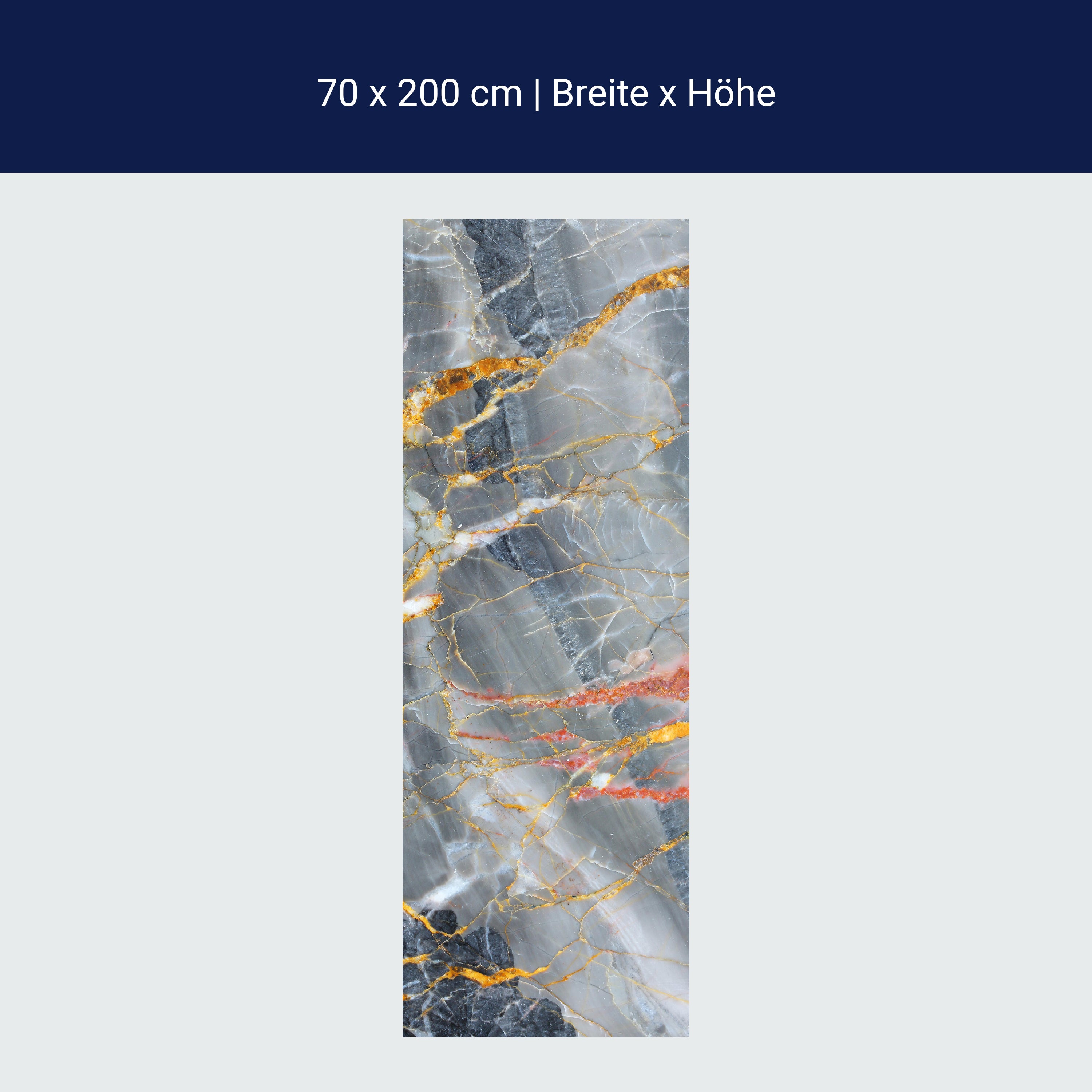 Türtapete grauer Marmor, Gold, Rot, Risse, Stein M1228 Türtapete grauer Marmor, Gold, Rot, Risse, Stein M1228