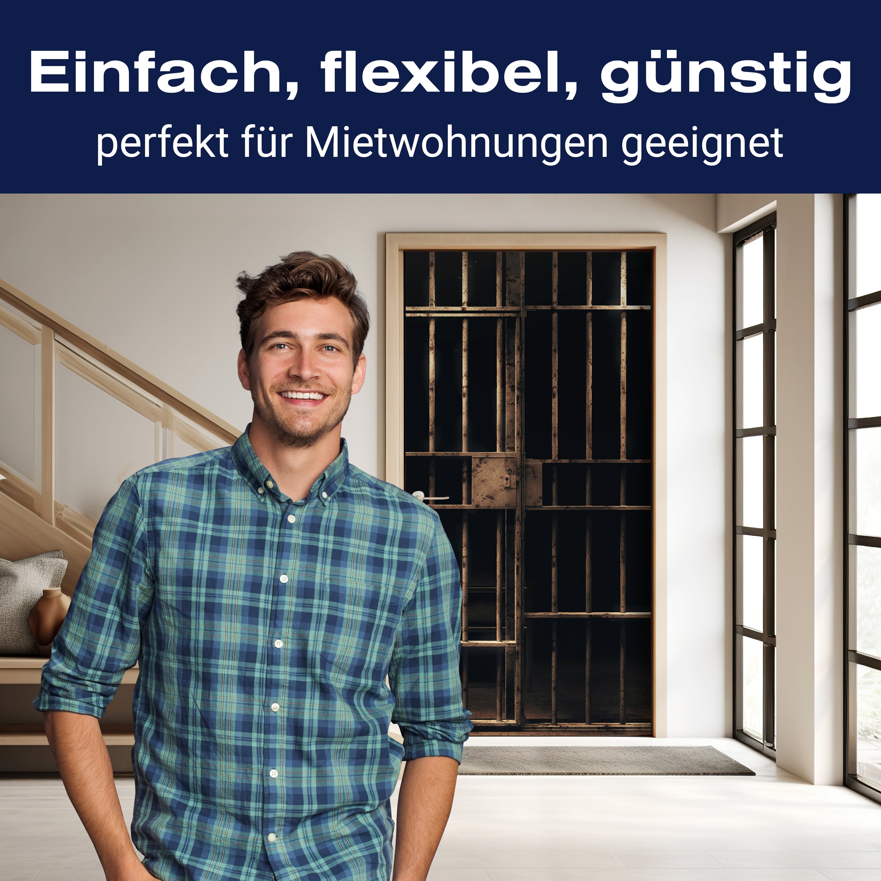 Türtapete Zellentür, Gefängnis, Knast, Gitter M1230 - Bild 3 Türtapete Zellentür, Gefängnis, Knast, Gitter M1230 - Bild 3