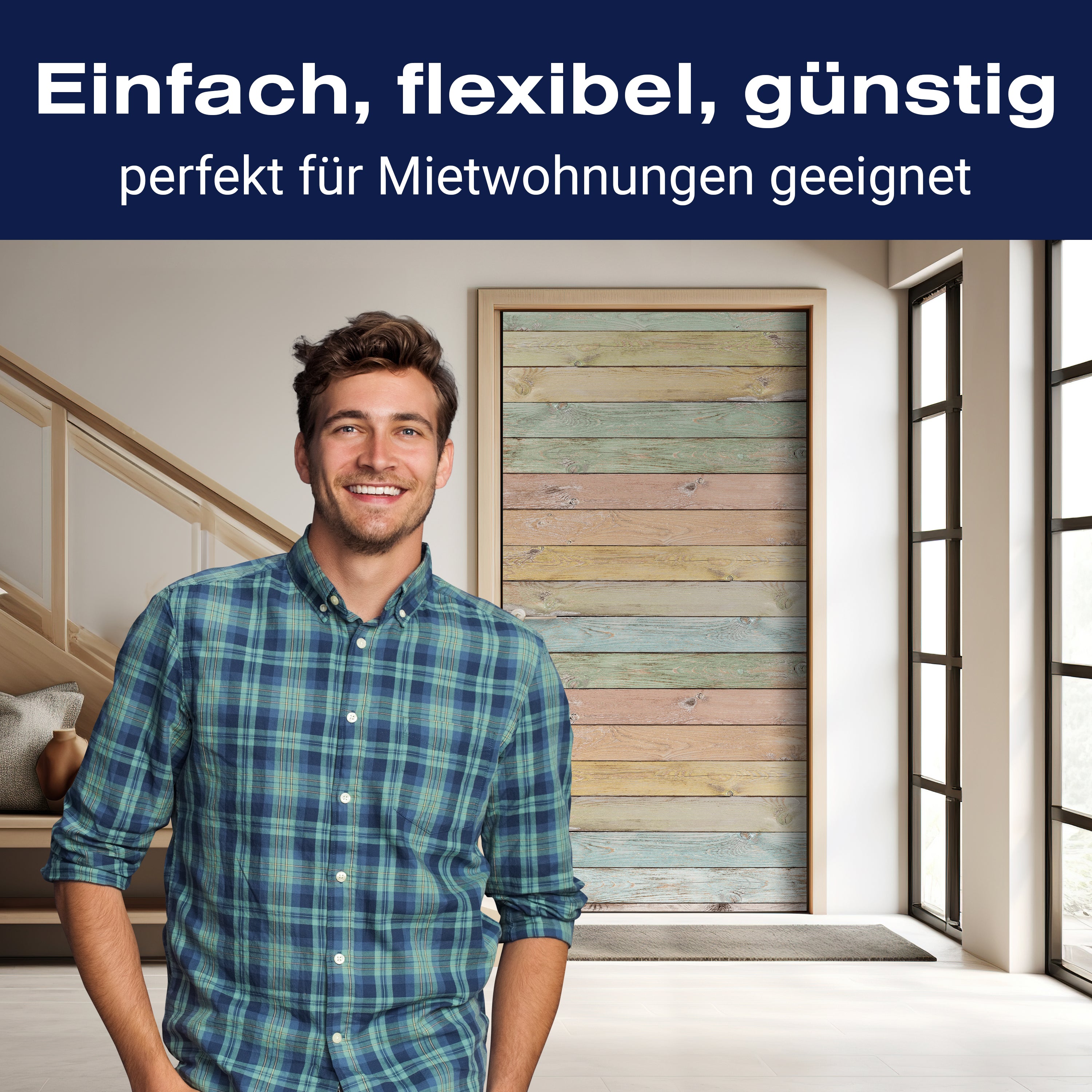 Türtapete bunte Holzplatte, Palisaden, bunt, Holz M1239 - Bild 3 Türtapete bunte Holzplatte, Palisaden, bunt, Holz M1239 - Bild 3