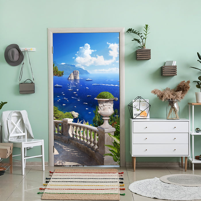 Türtapete Blick aufs Meer, Balkon, Schiffe, Küste M1242 - Bild 1 Türtapete Blick aufs Meer, Balkon, Schiffe, Küste M1242 - Bild 1