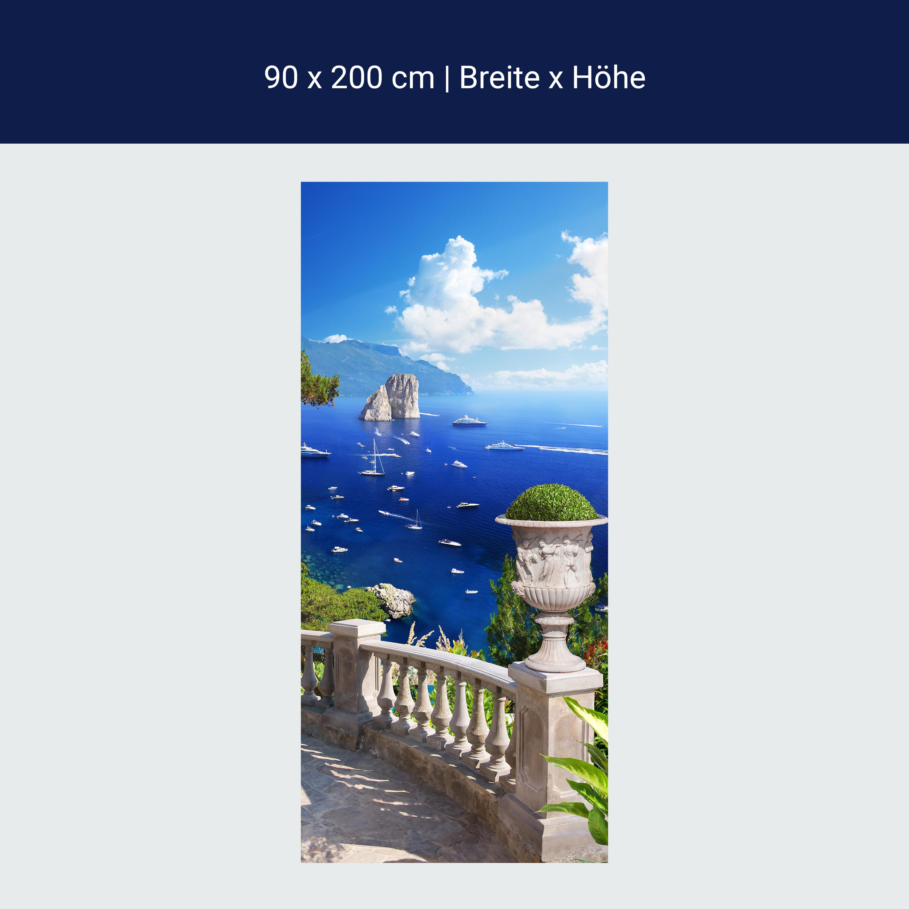 Türtapete Blick aufs Meer, Balkon, Schiffe, Küste M1242 Türtapete Blick aufs Meer, Balkon, Schiffe, Küste M1242