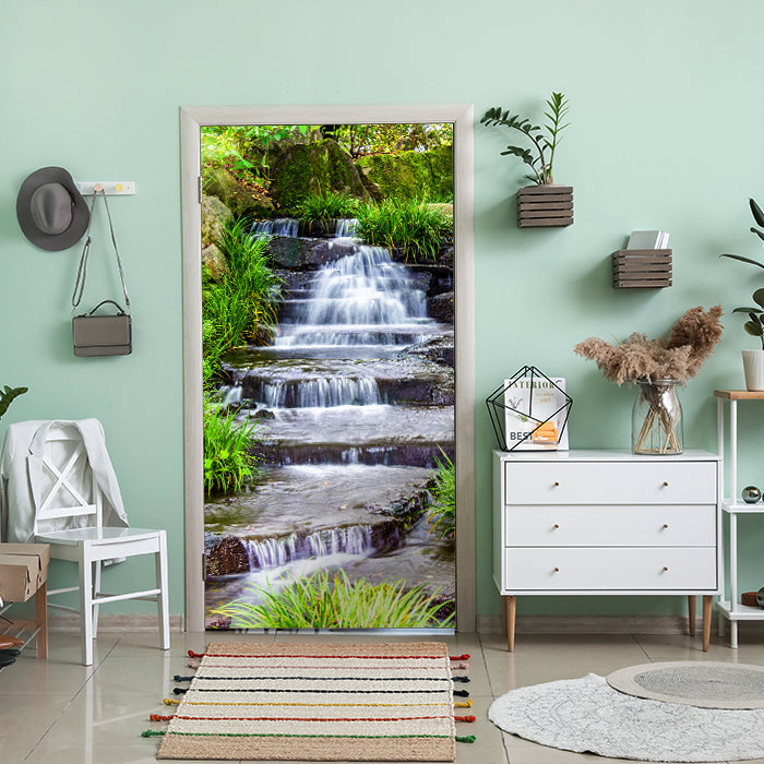 Türtapete Wasserfall am Bach, Stufen, Wasser M1246 - Bild 1 Türtapete Wasserfall am Bach, Stufen, Wasser M1246 - Bild 1