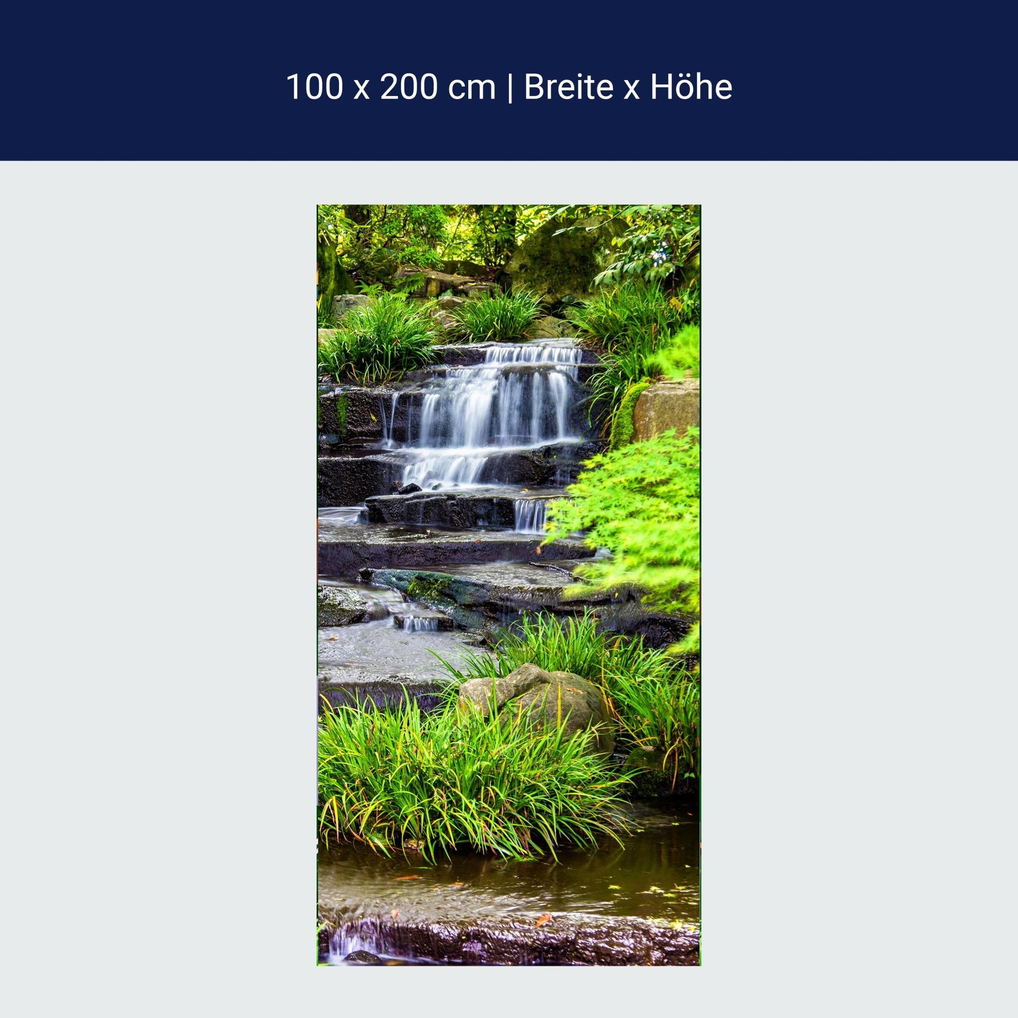 Türtapete Wasserfall, Treppe, Wasser, Bach, Grün M1247 Türtapete Wasserfall, Treppe, Wasser, Bach, Grün M1247