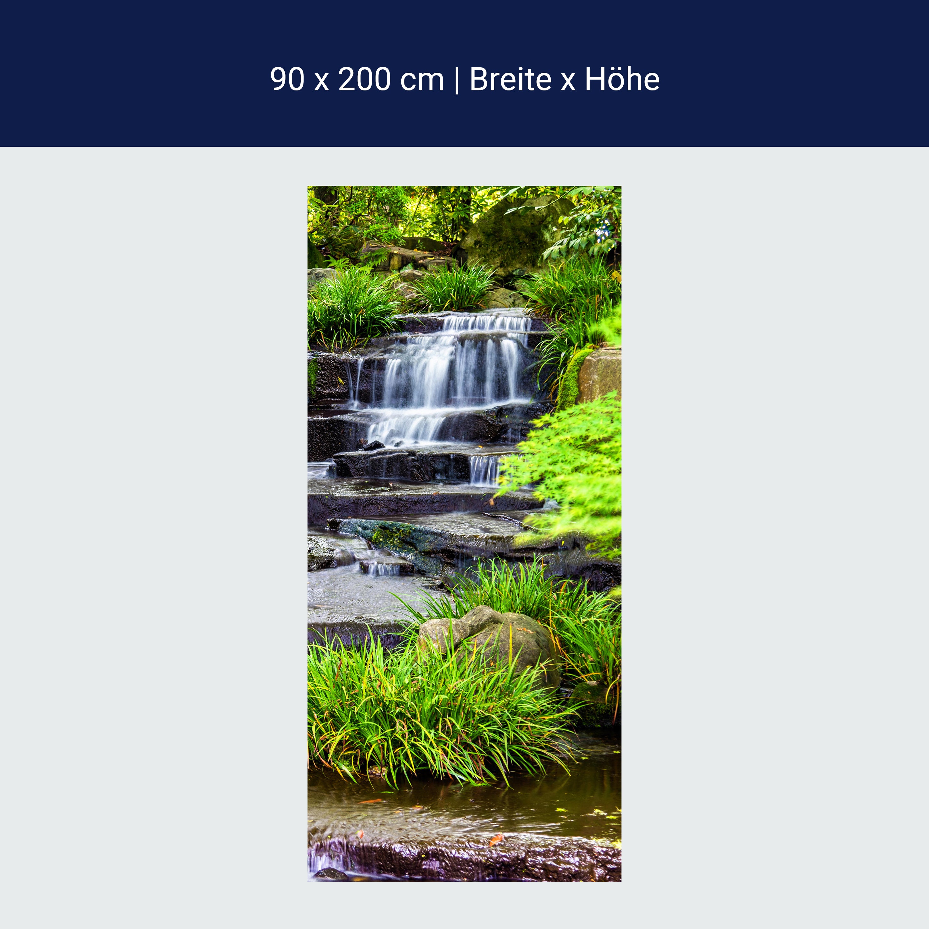 Türtapete Wasserfall, Treppe, Wasser, Bach, Grün M1247 Türtapete Wasserfall, Treppe, Wasser, Bach, Grün M1247