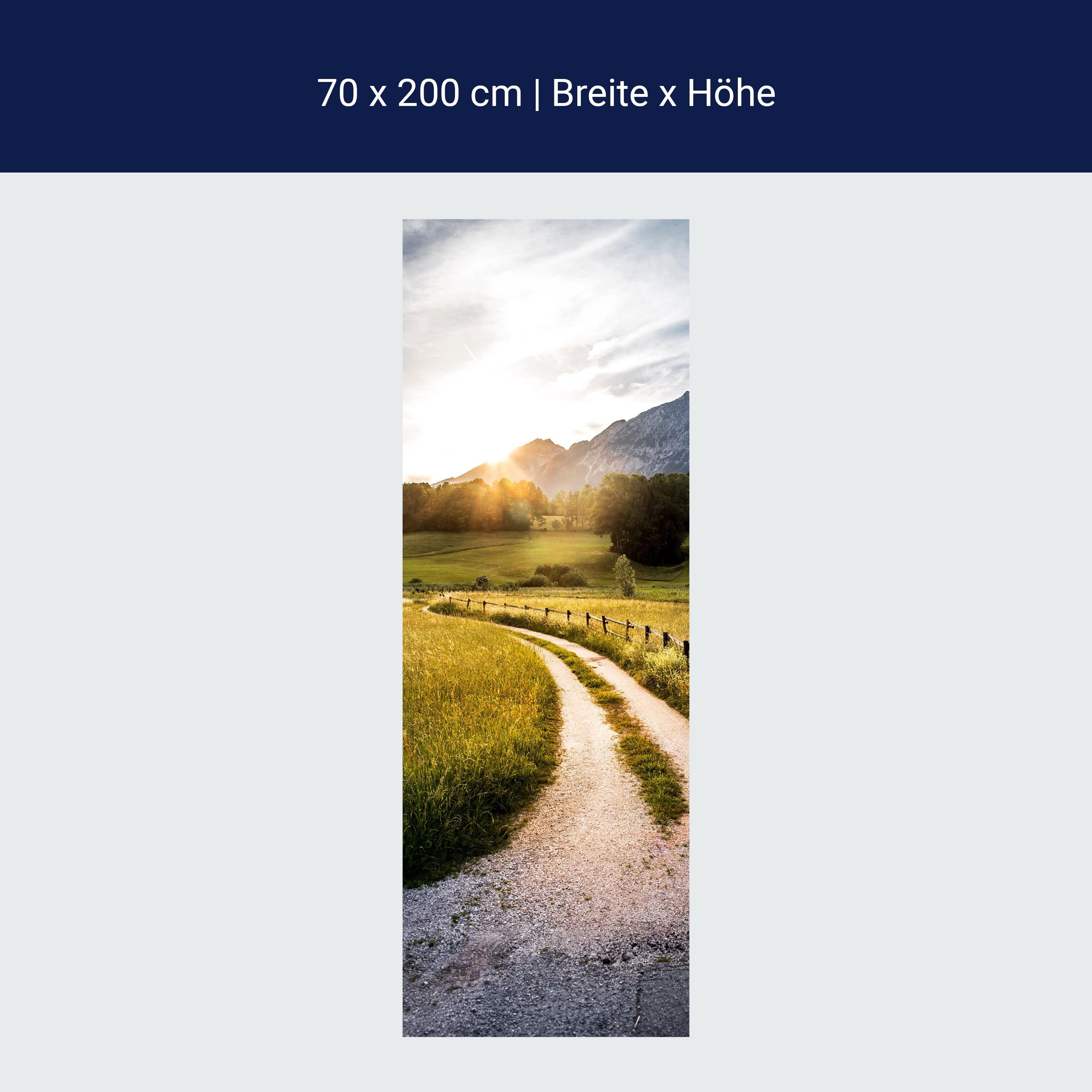 Türtapete Bergpanorama am Abend, Sonne, Berge M1250 Türtapete Bergpanorama am Abend, Sonne, Berge M1250