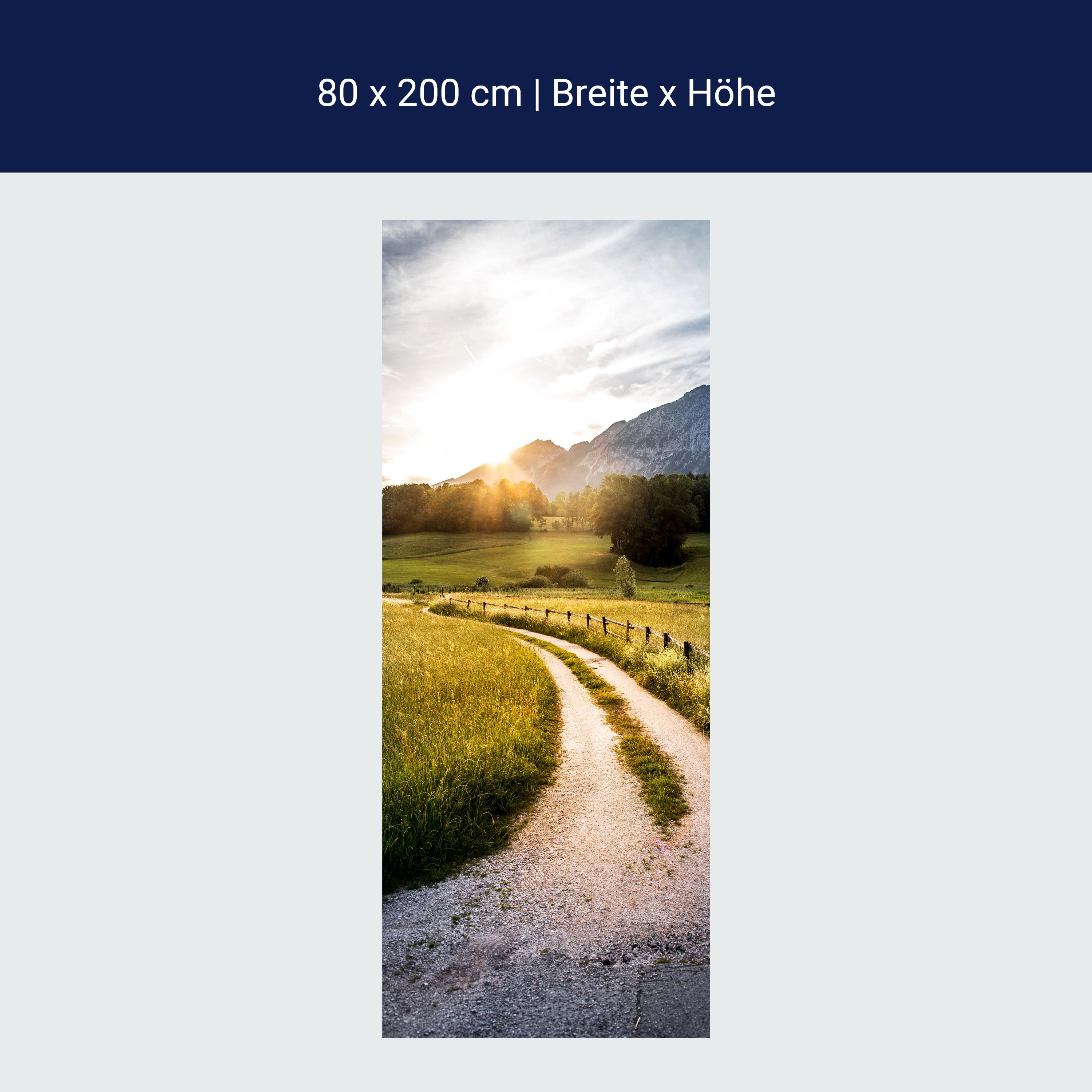 Türtapete Bergpanorama am Abend, Sonne, Berge M1250 Türtapete Bergpanorama am Abend, Sonne, Berge M1250