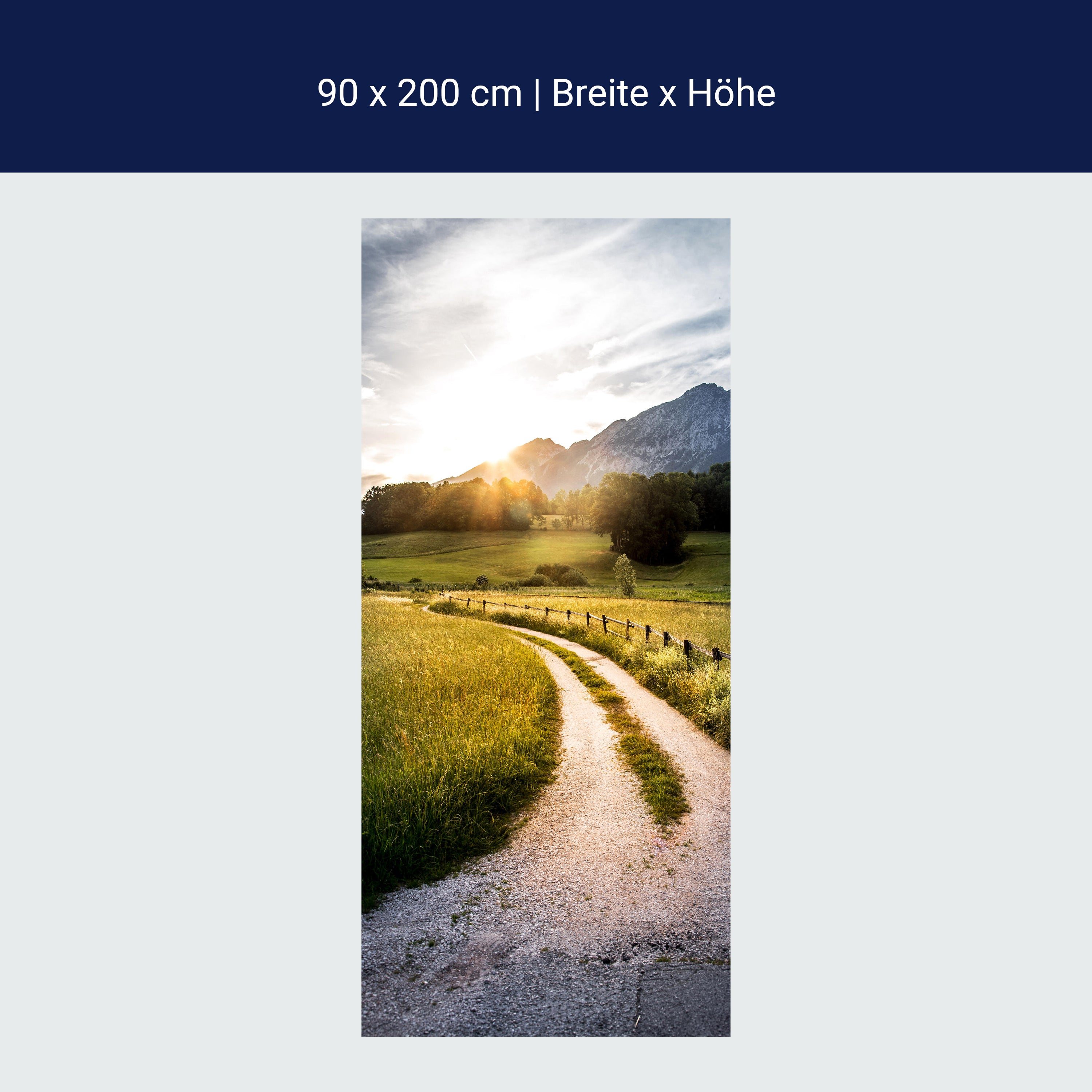 Türtapete Bergpanorama am Abend, Sonne, Berge M1250 Türtapete Bergpanorama am Abend, Sonne, Berge M1250