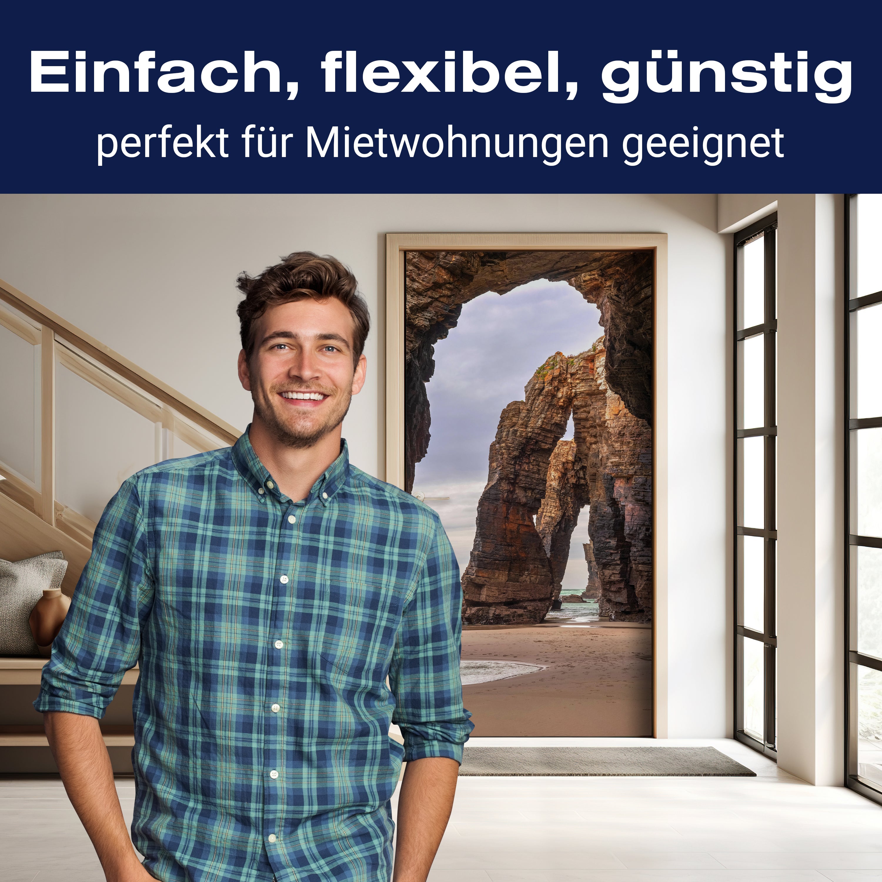 Türtapete Felsenküste am Meer, Felsen, Strand M1251 - Bild 3 Türtapete Felsenküste am Meer, Felsen, Strand M1251 - Bild 3