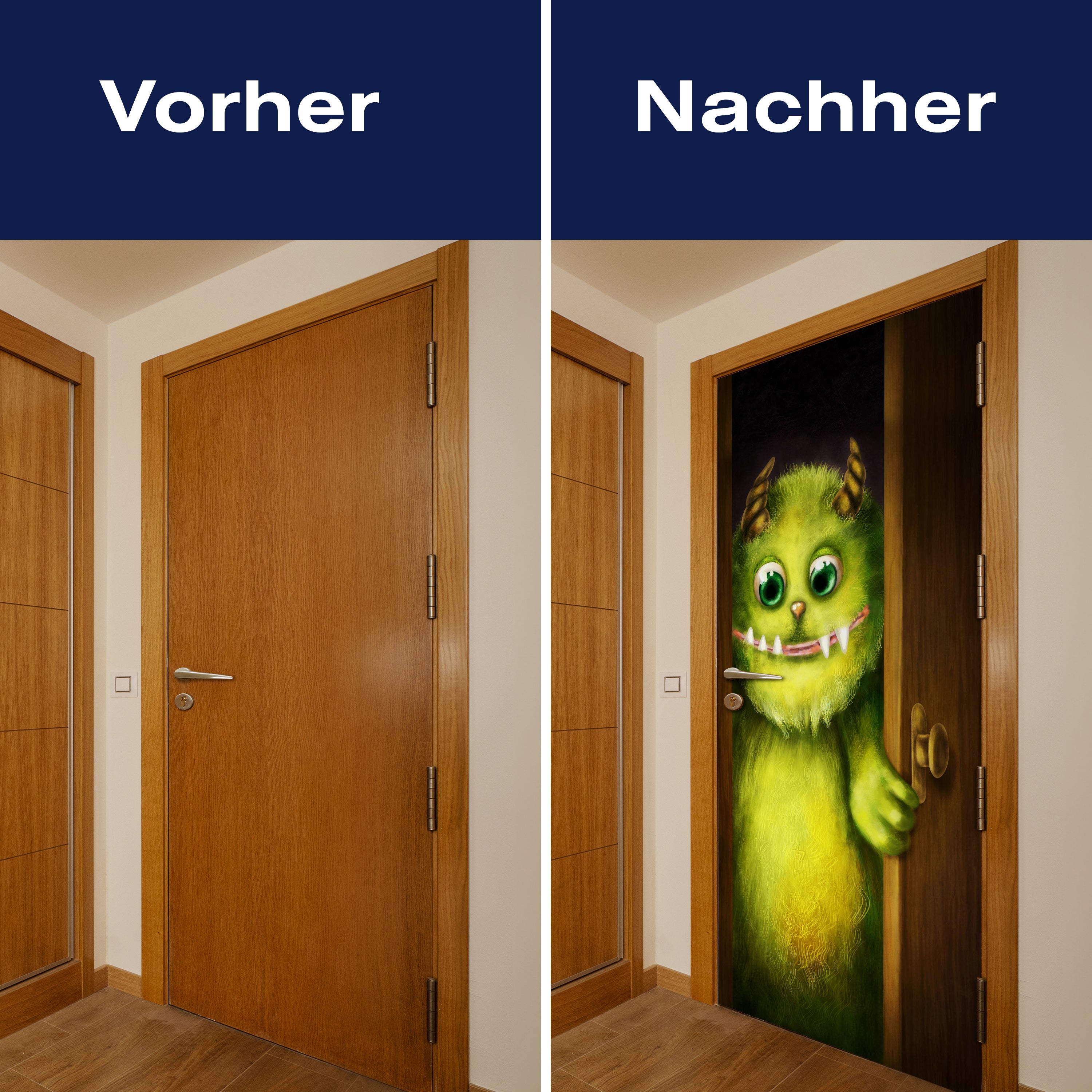 Türtapete grünes Monster in der Tür, Hörner, Zähne M1252 - Bild 10 Türtapete grünes Monster in der Tür, Hörner, Zähne M1252 - Bild 10