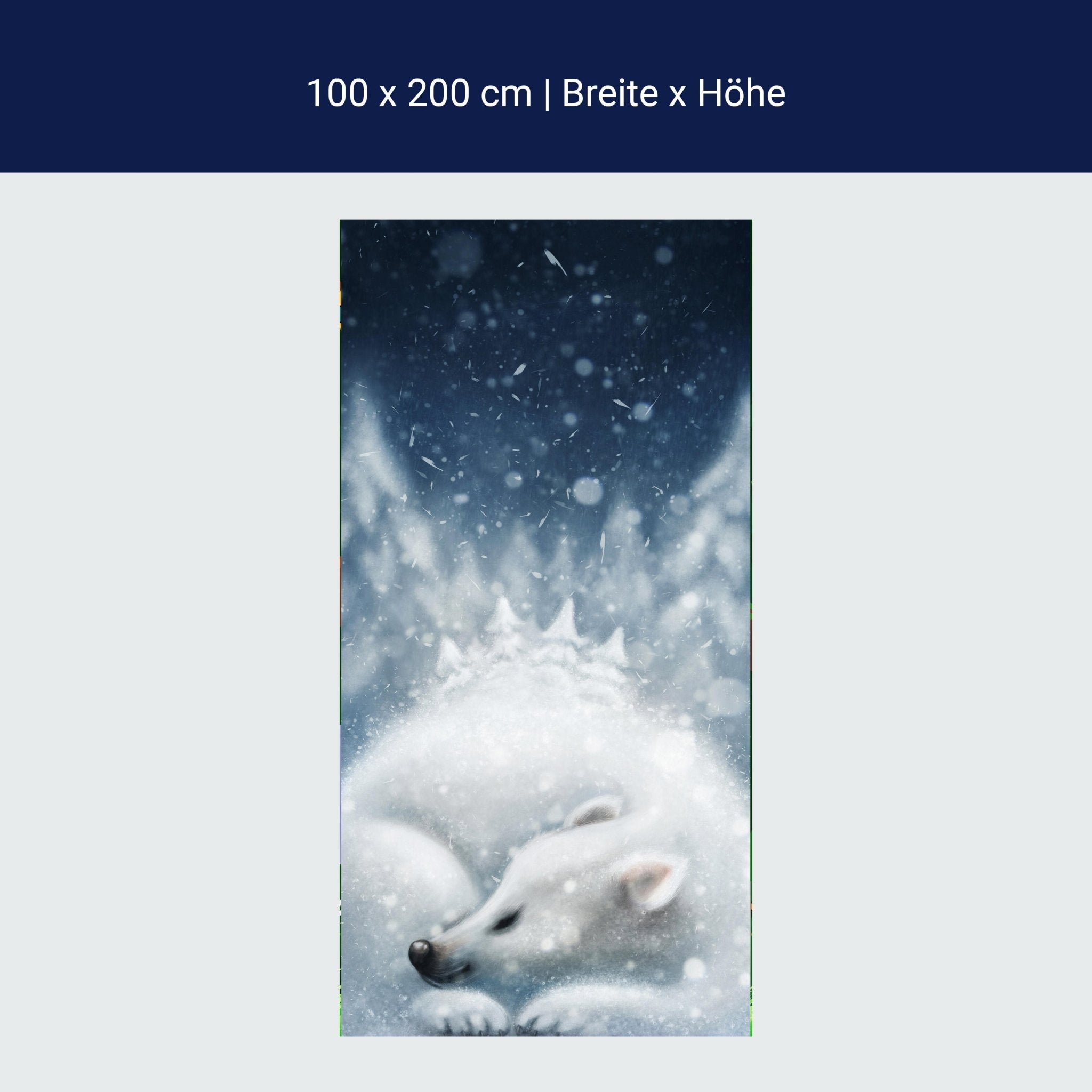 Türtapete Fuchs im Schnee, Wald, Illustration M1253 Türtapete Fuchs im Schnee, Wald, Illustration M1253