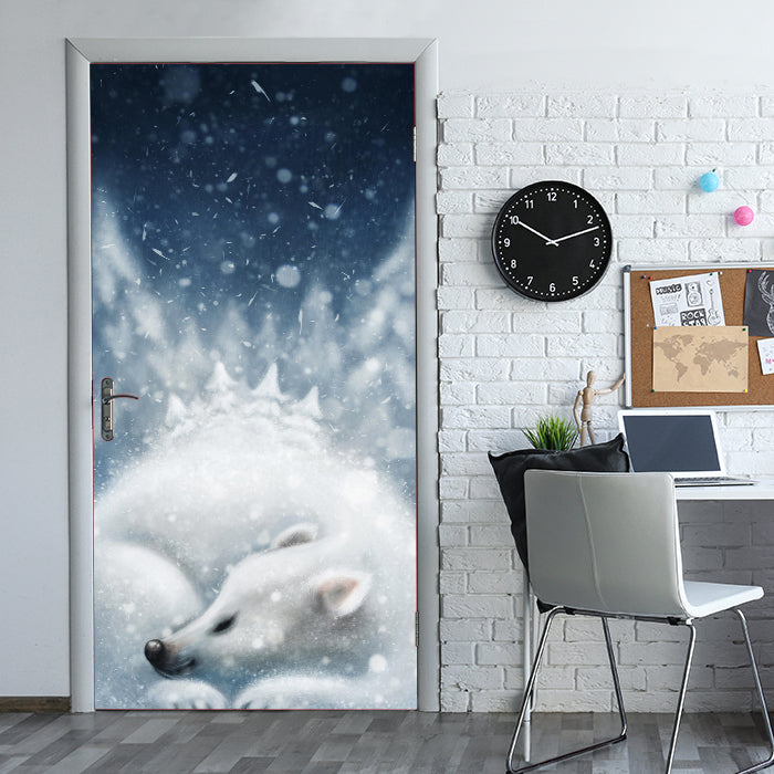 Türtapete Fuchs im Schnee, Wald, Illustration M1253 - Bild 1 Türtapete Fuchs im Schnee, Wald, Illustration M1253 - Bild 1