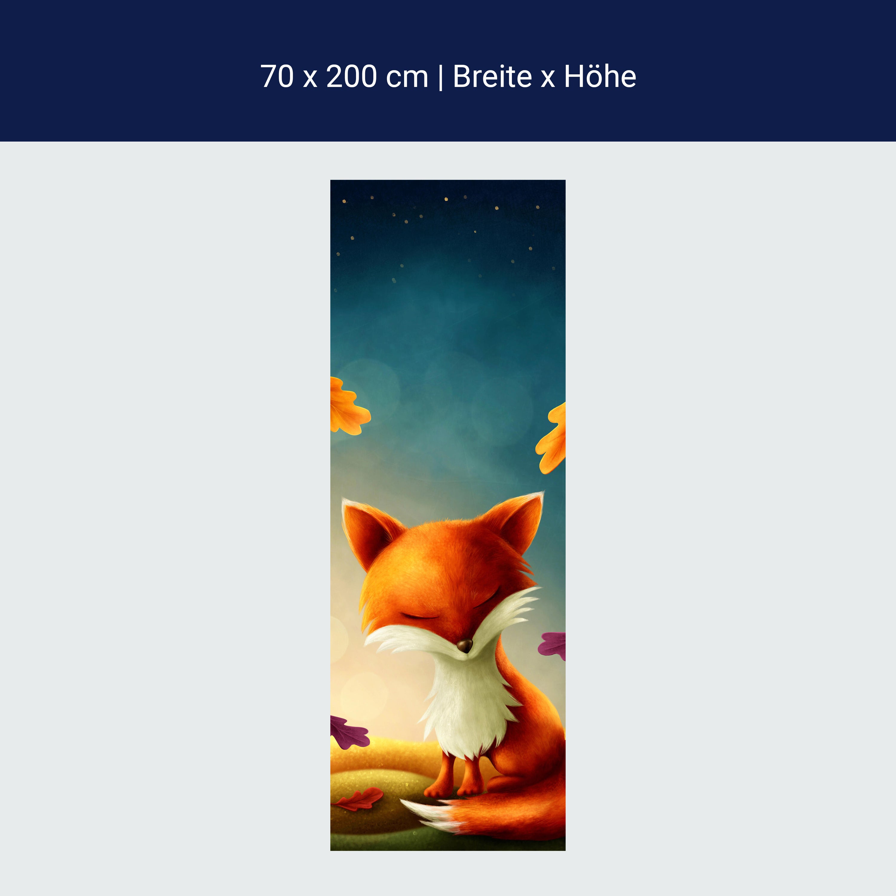 Türtapete Fuchs im Herbst, Blätter, Sterne, Himmel M1256 Türtapete Fuchs im Herbst, Blätter, Sterne, Himmel M1256