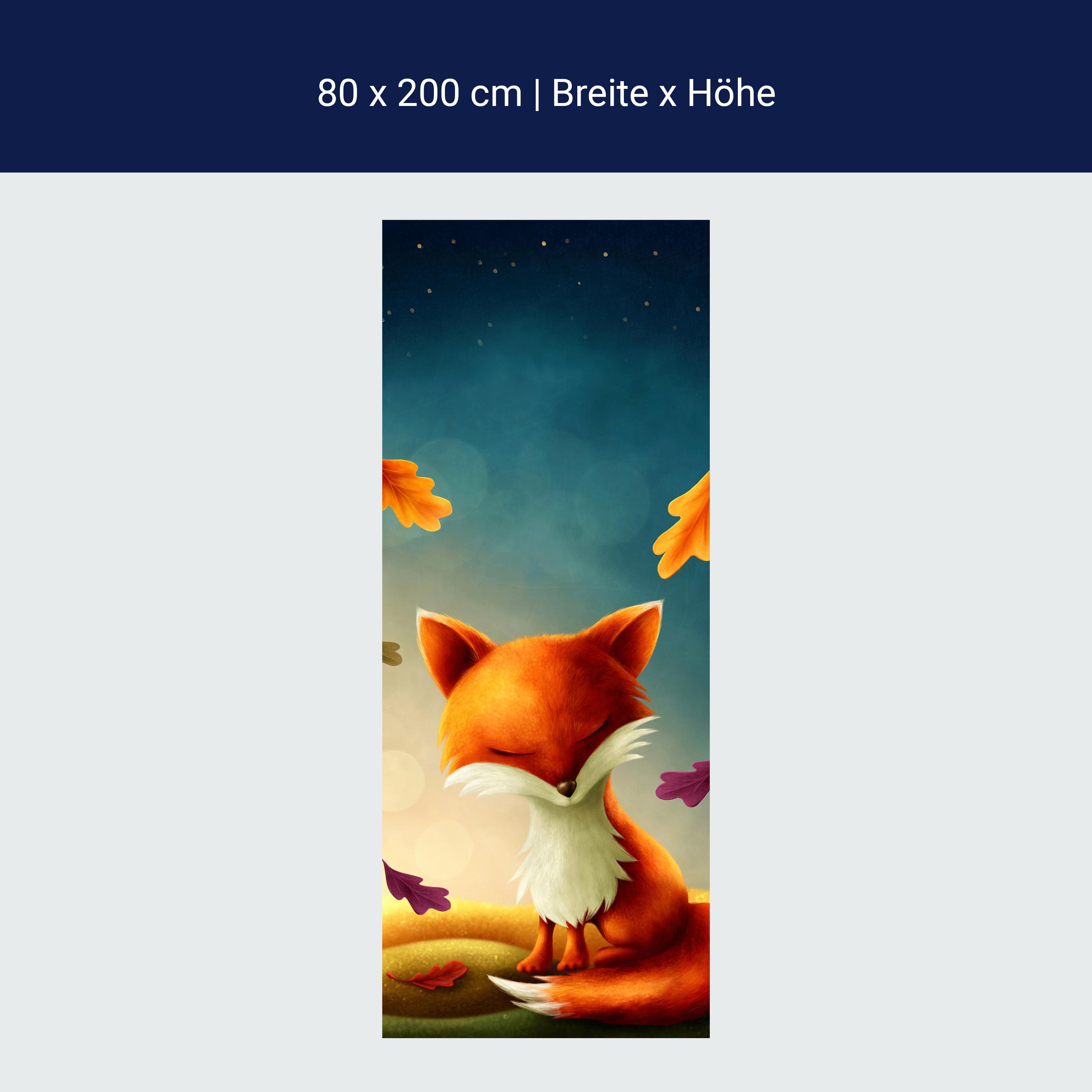 Türtapete Fuchs im Herbst, Blätter, Sterne, Himmel M1256 Türtapete Fuchs im Herbst, Blätter, Sterne, Himmel M1256