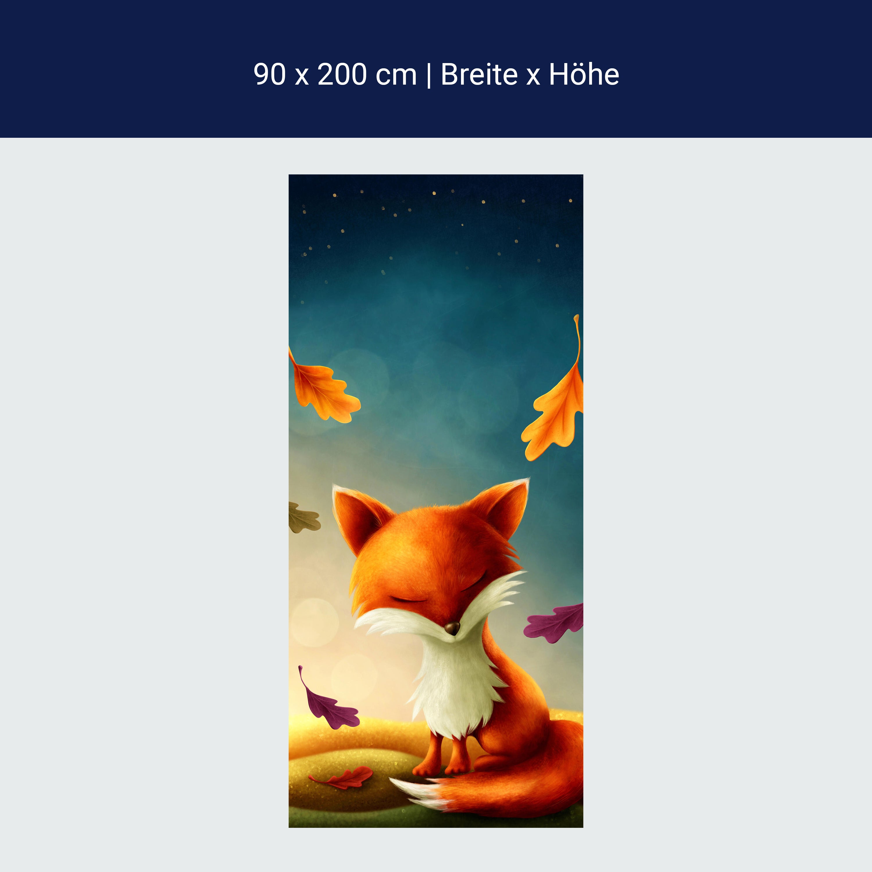 Türtapete Fuchs im Herbst, Blätter, Sterne, Himmel M1256 Türtapete Fuchs im Herbst, Blätter, Sterne, Himmel M1256