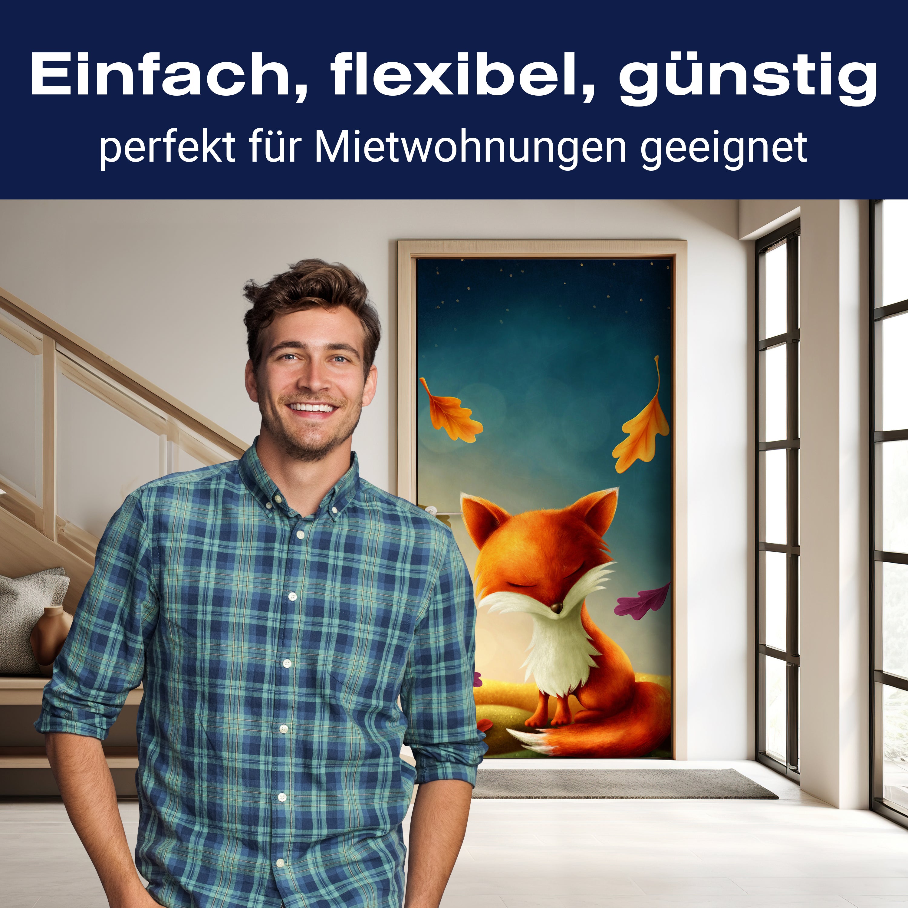 Türtapete Fuchs im Herbst, Blätter, Sterne, Himmel M1256 - Bild 3 Türtapete Fuchs im Herbst, Blätter, Sterne, Himmel M1256 - Bild 3