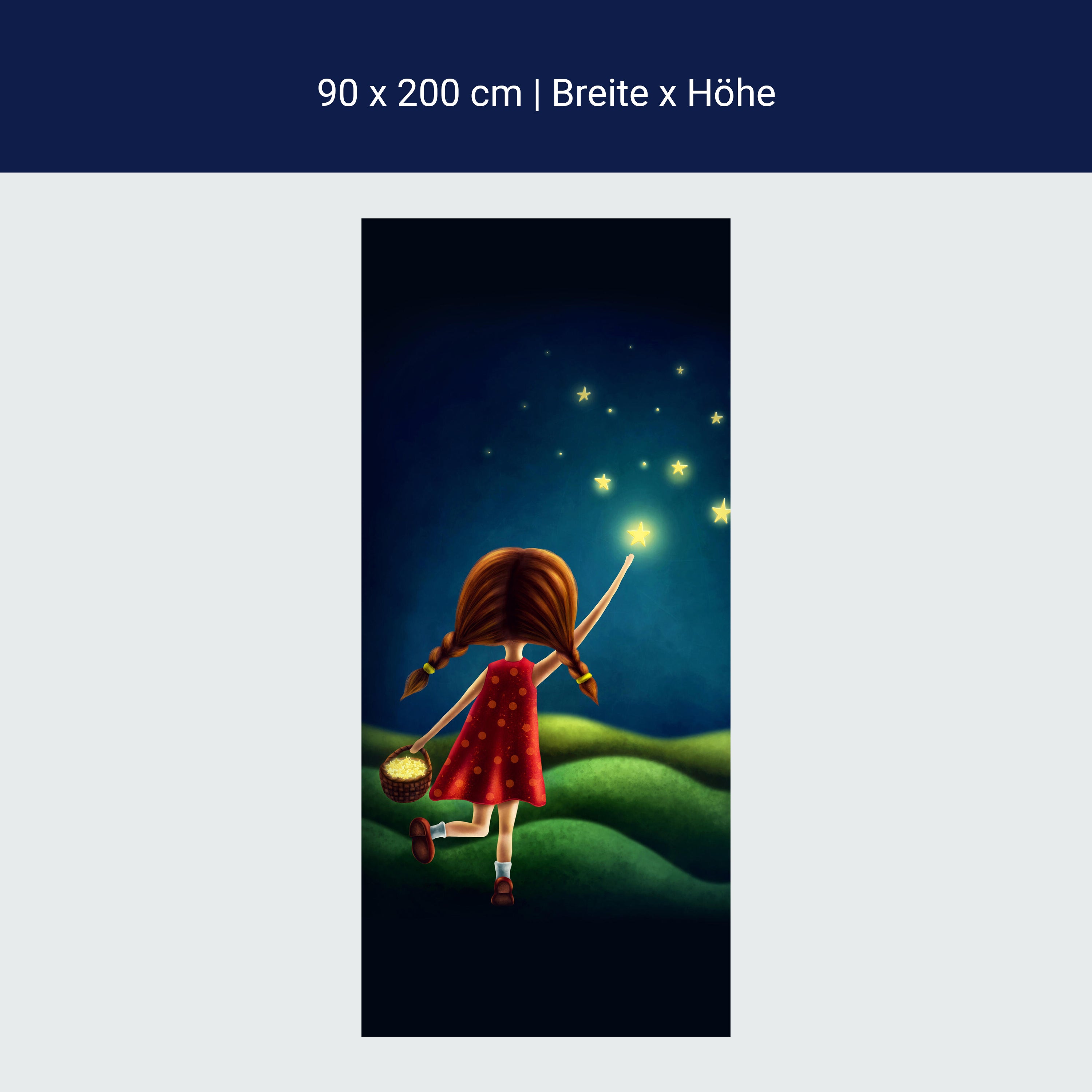 Türtapete Mädchen, Sterne sammeln, Nachthimmel M1257 Türtapete Mädchen, Sterne sammeln, Nachthimmel M1257