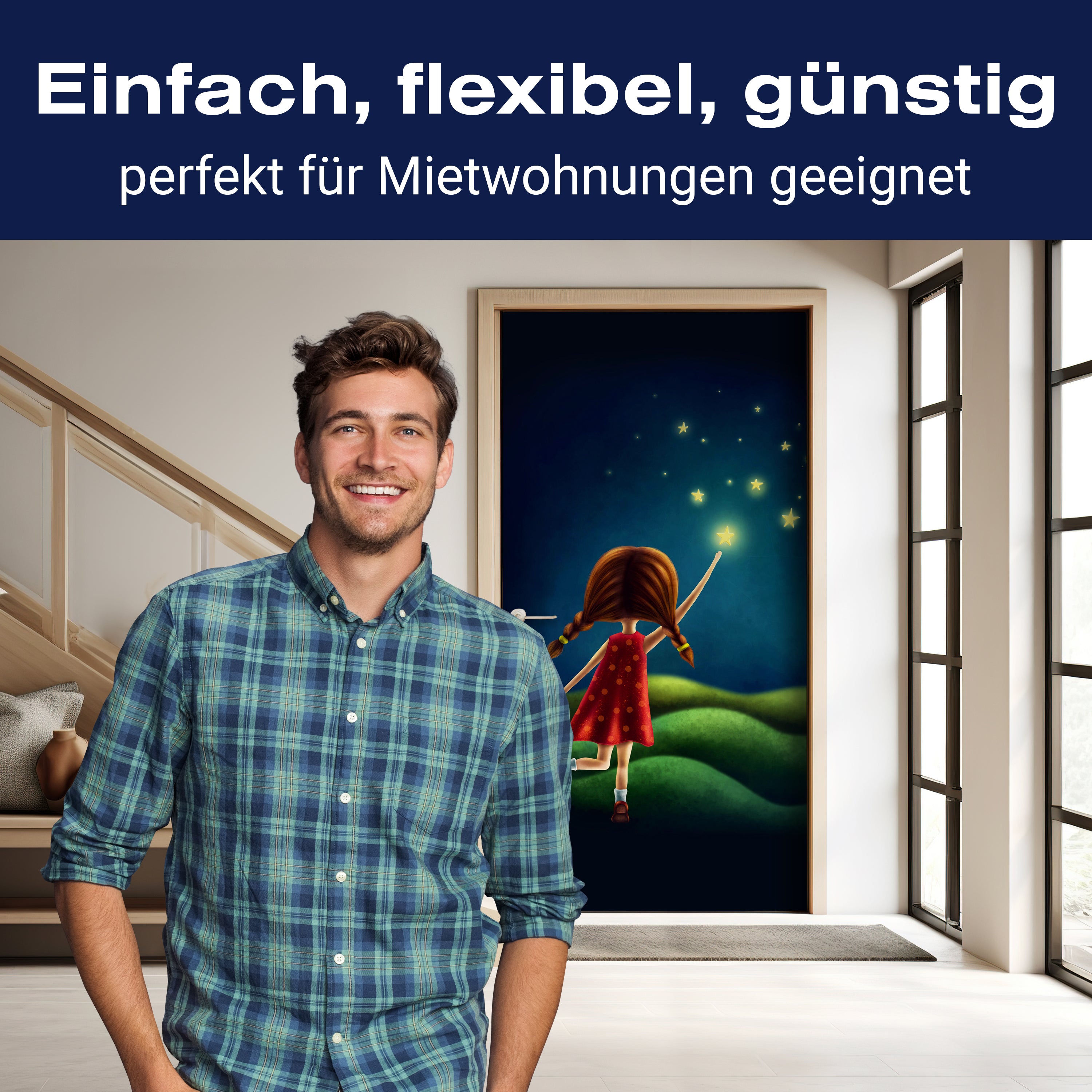 Türtapete Mädchen, Sterne sammeln, Nachthimmel M1257 - Bild 3 Türtapete Mädchen, Sterne sammeln, Nachthimmel M1257 - Bild 3