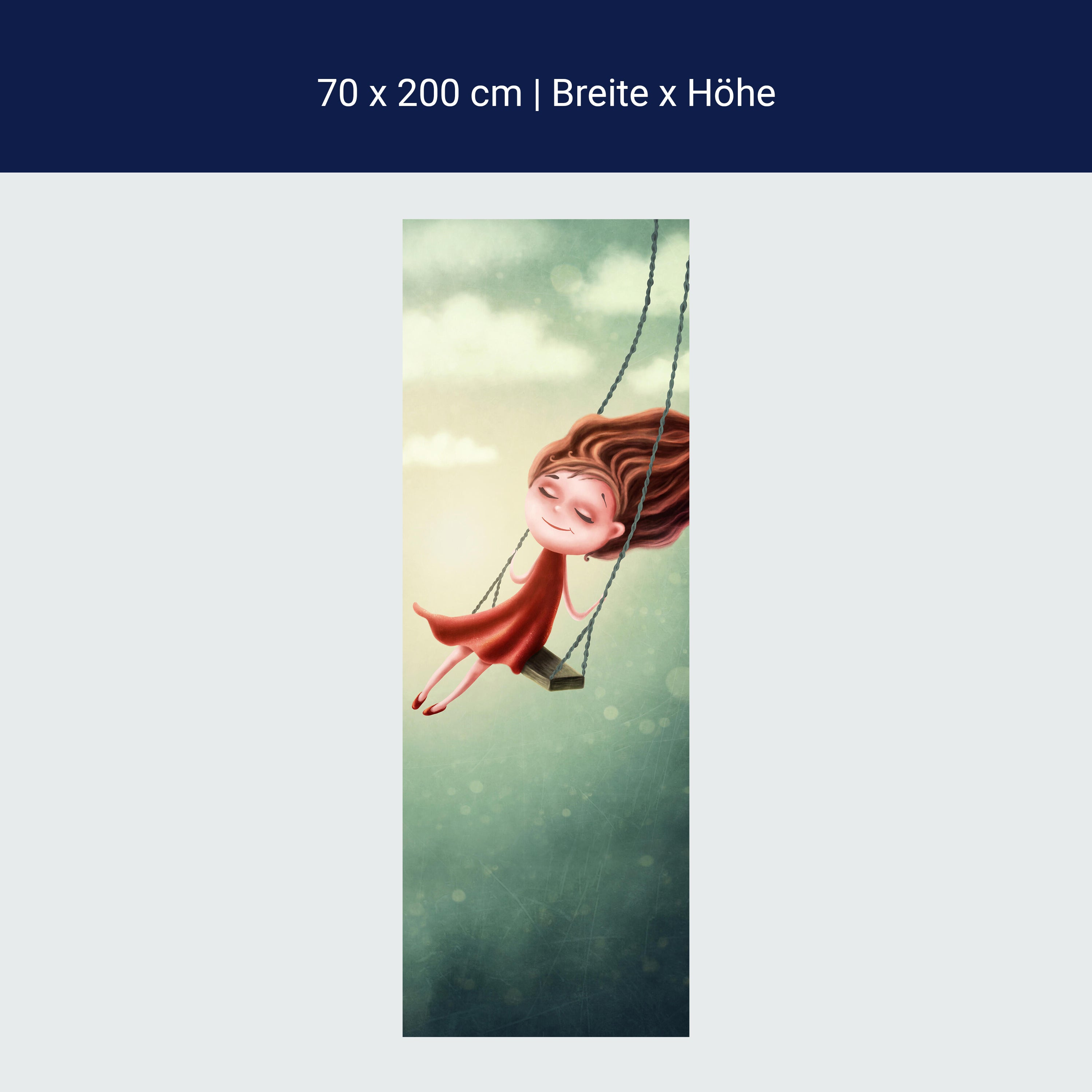 Türtapete Mädchen, Schaukel, Himmel, Illustration M1258 Türtapete Mädchen, Schaukel, Himmel, Illustration M1258