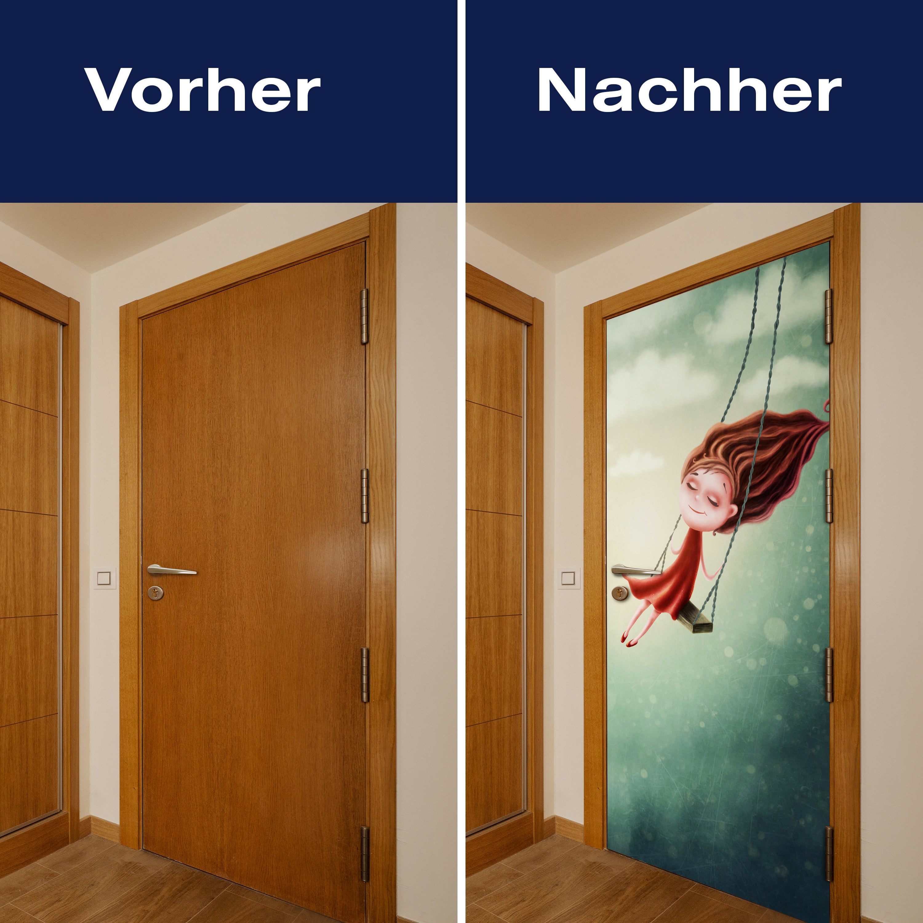 Türtapete Mädchen, Schaukel, Himmel, Illustration M1258 - Bild 10 Türtapete Mädchen, Schaukel, Himmel, Illustration M1258 - Bild 10