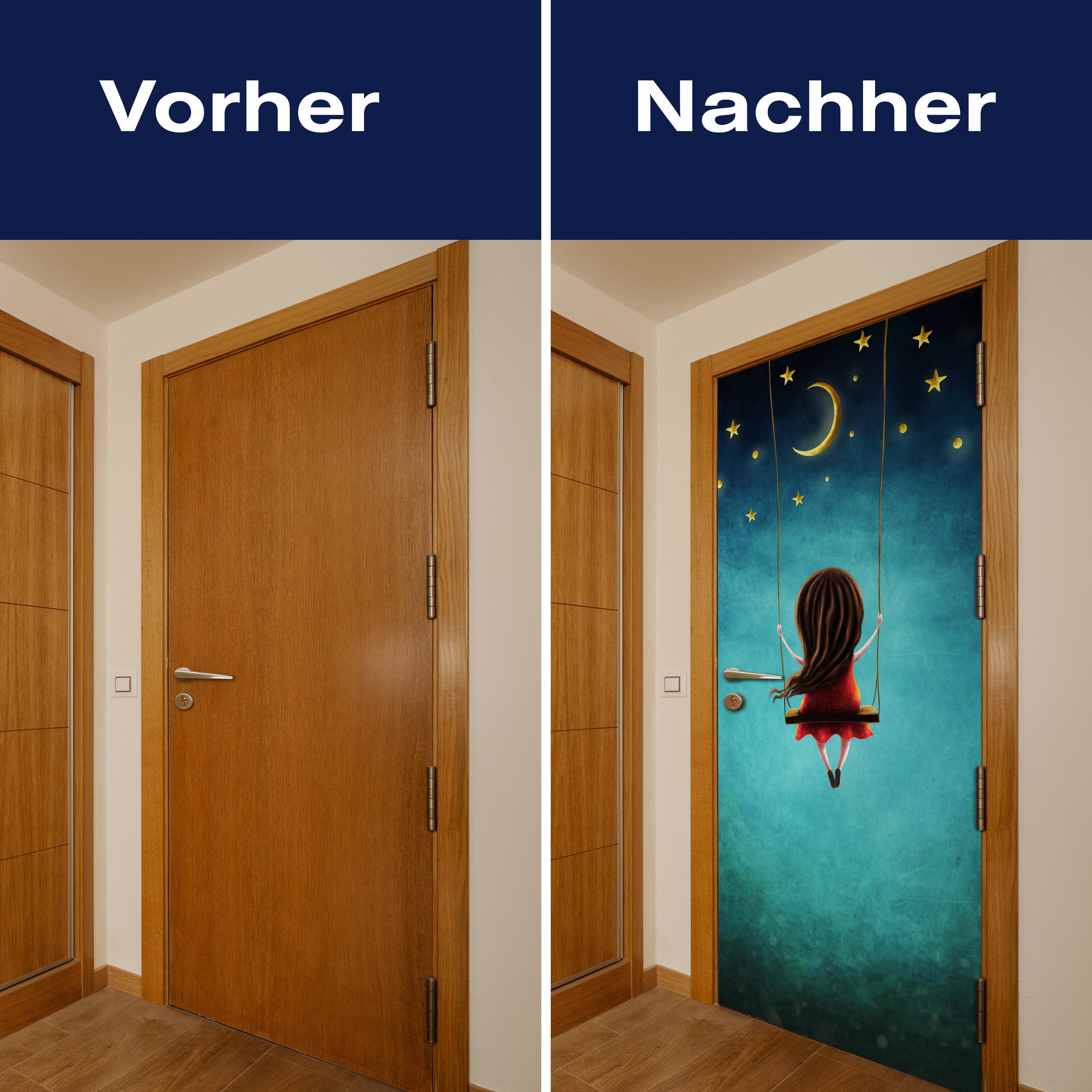 Türtapete Mädchen, Schaukel, Himmel, Mond, Sterne M1259 - Bild 10 Türtapete Mädchen, Schaukel, Himmel, Mond, Sterne M1259 - Bild 10