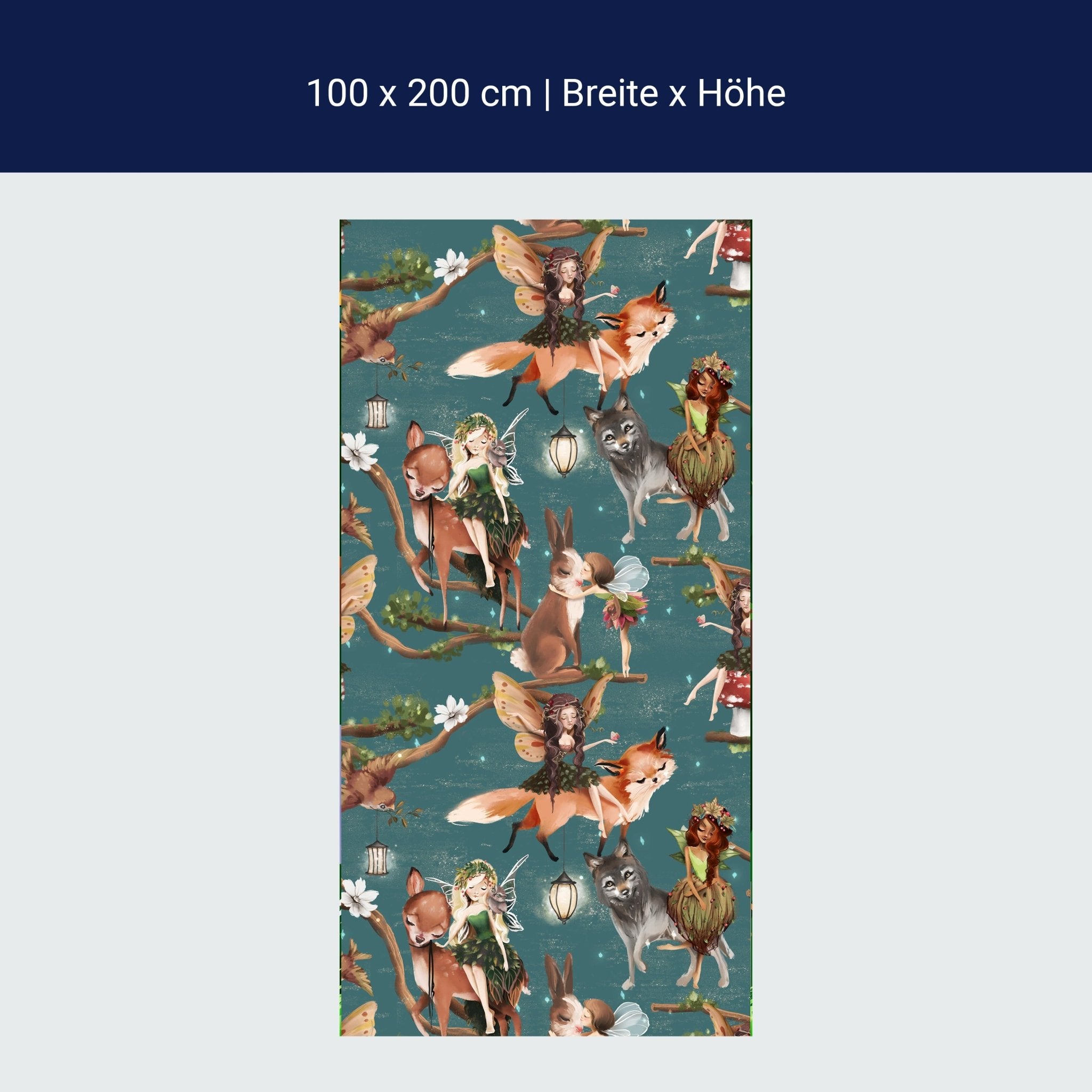 Türtapete Märchen Tiere & Elfen, Wolf, Reh, Elfe M1261 Türtapete Märchen Tiere & Elfen, Wolf, Reh, Elfe M1261