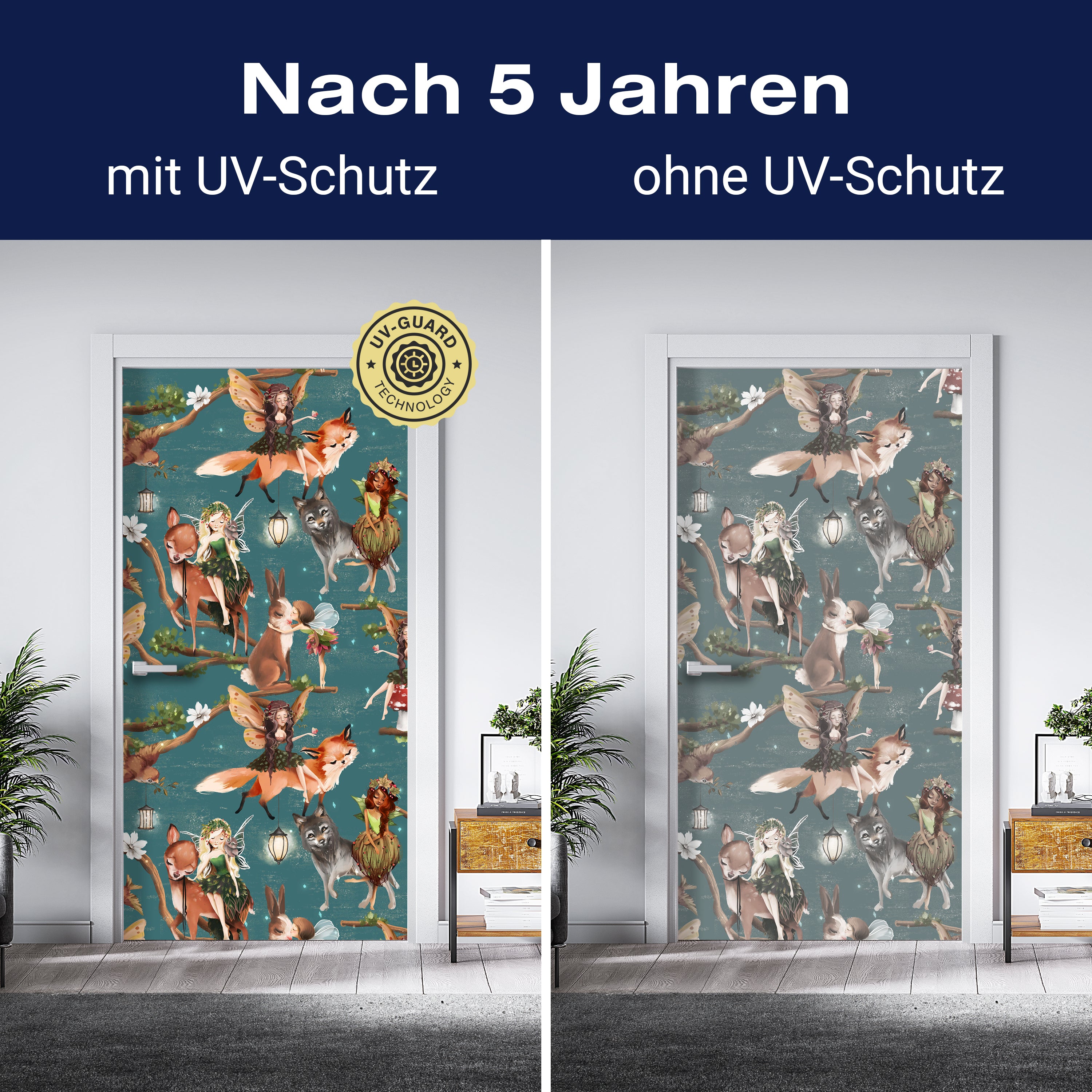 Türtapete Märchen Tiere & Elfen, Wolf, Reh, Elfe M1261 - Bild 4 Türtapete Märchen Tiere & Elfen, Wolf, Reh, Elfe M1261 - Bild 4