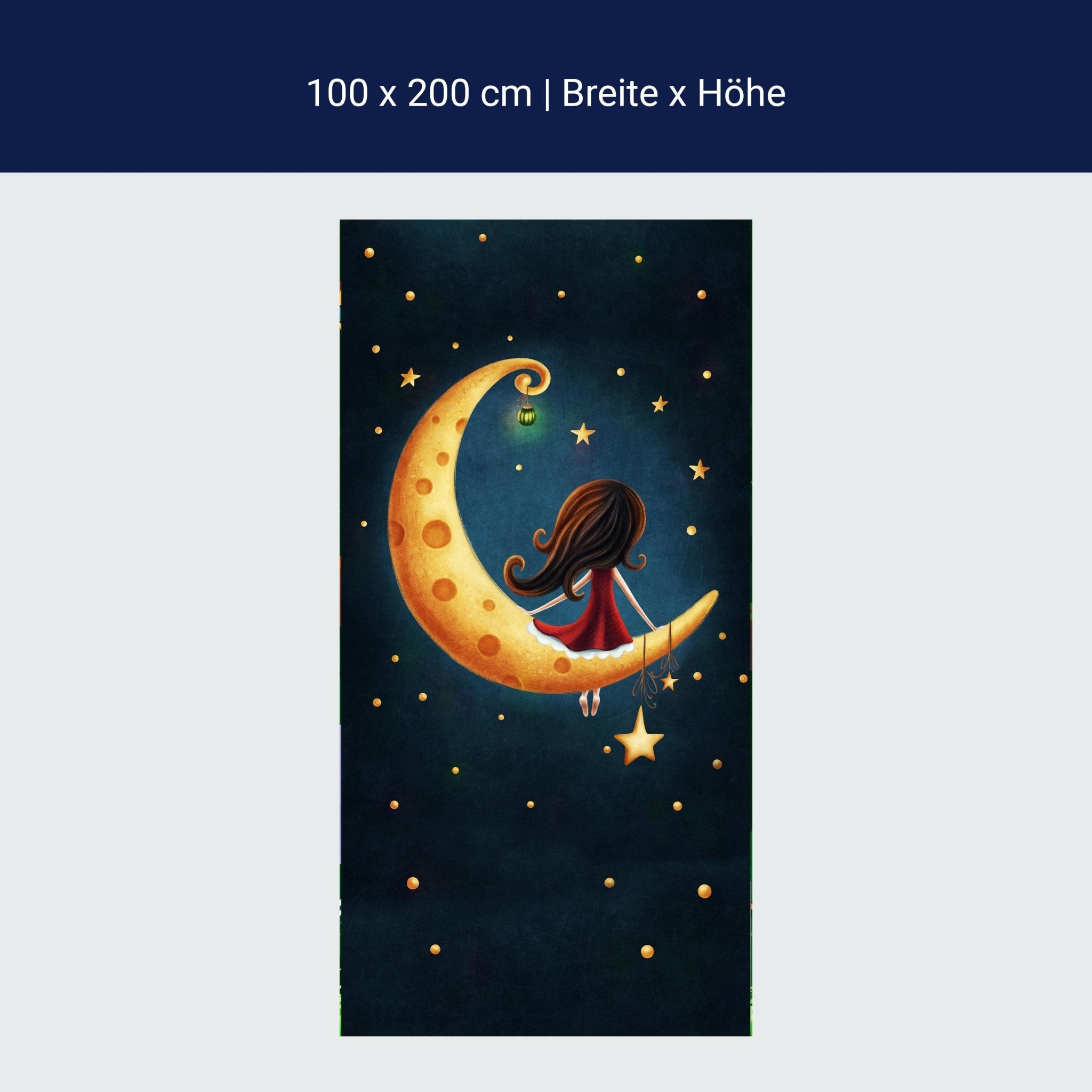 Türtapete Mädchen sitzt auf Mond, Nacht, Sterne M1262 Türtapete Mädchen sitzt auf Mond, Nacht, Sterne M1262